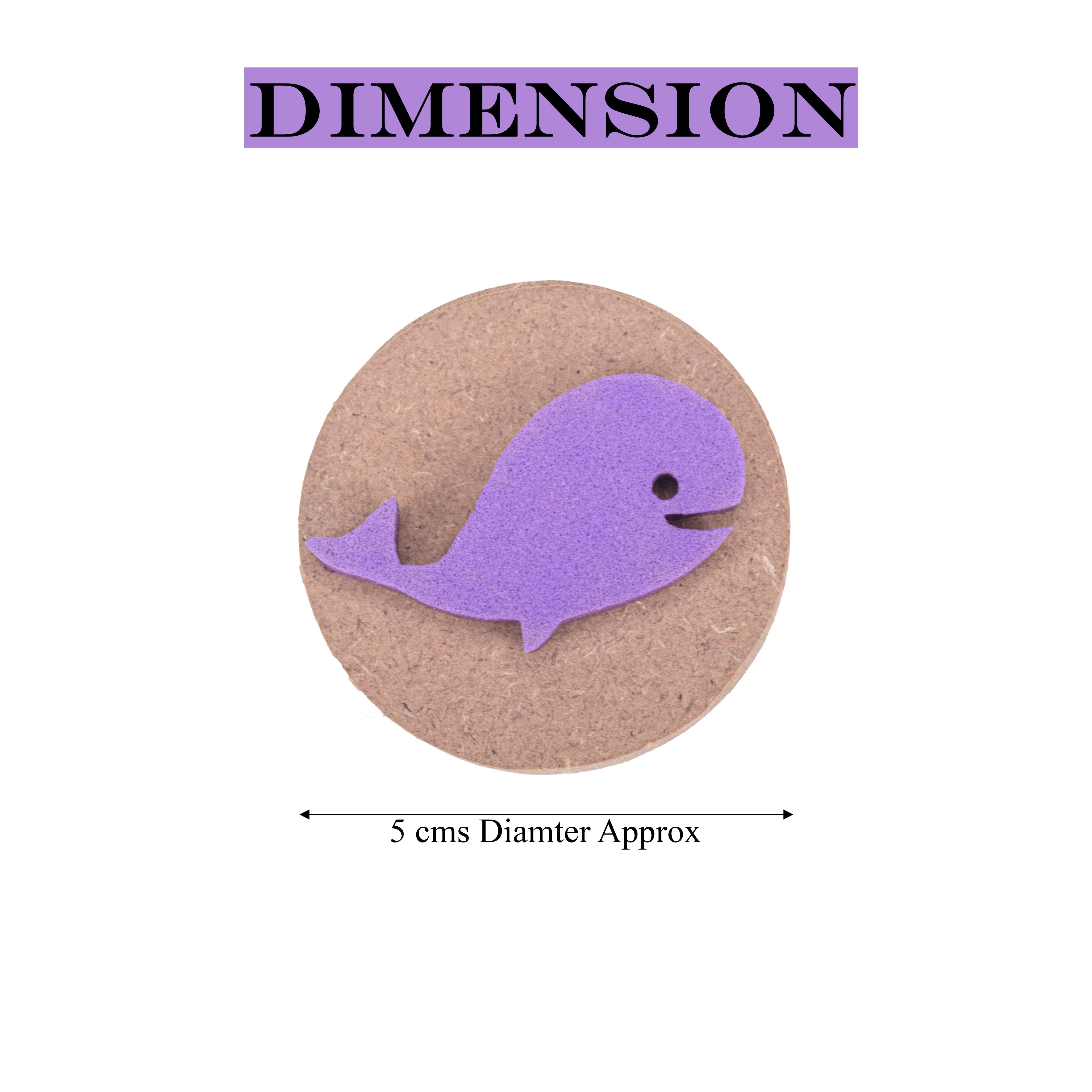 Foam Stamp Whale 4.5 x 2.3cm X 5mm Thick (MDF Base 5.5mm thick round 5cm dia) 1pc