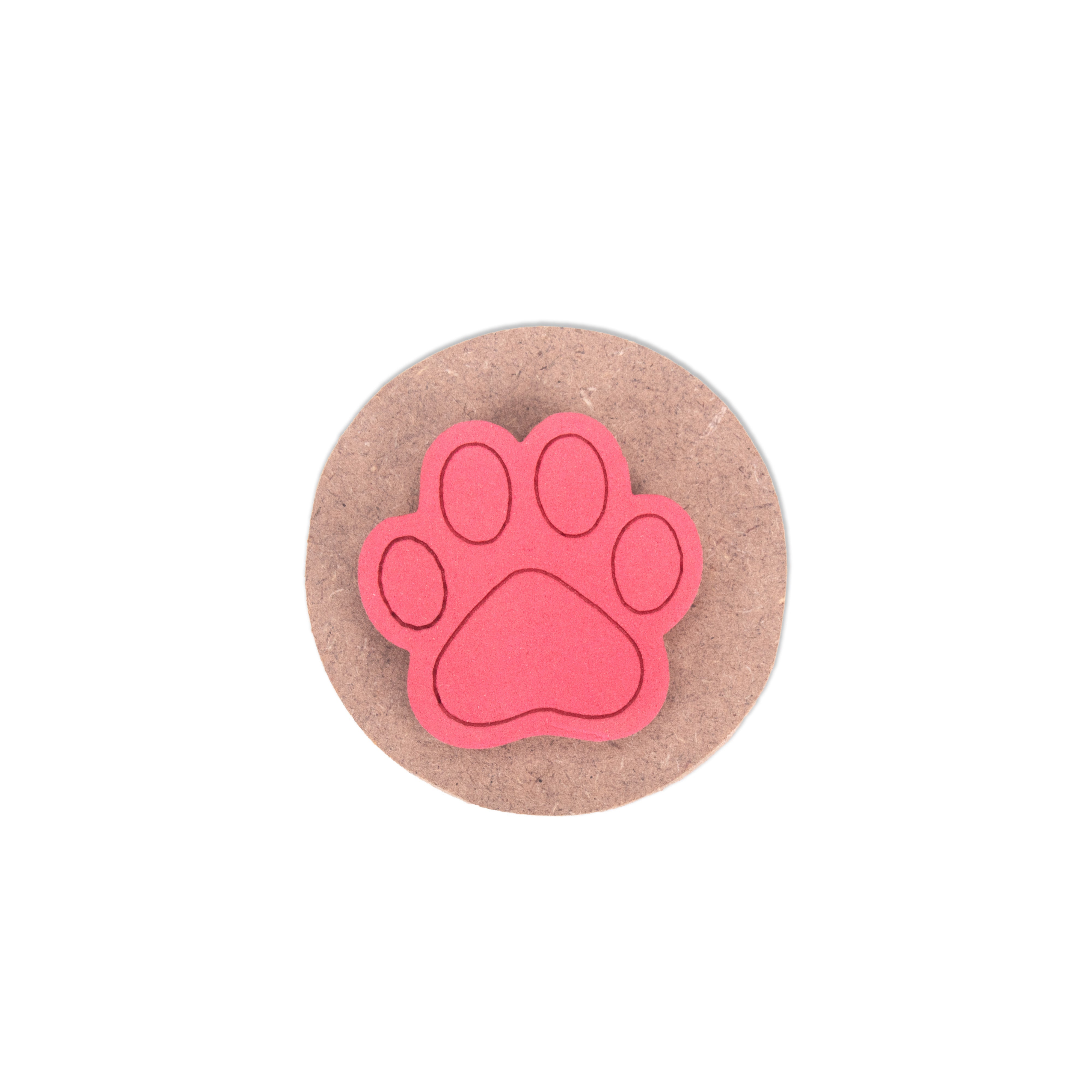 Foam Stamp Paw 3.5 x 3.4cm X 5mm Thick (MDF Base 5.5mm thick round 5cm dia) 1pc