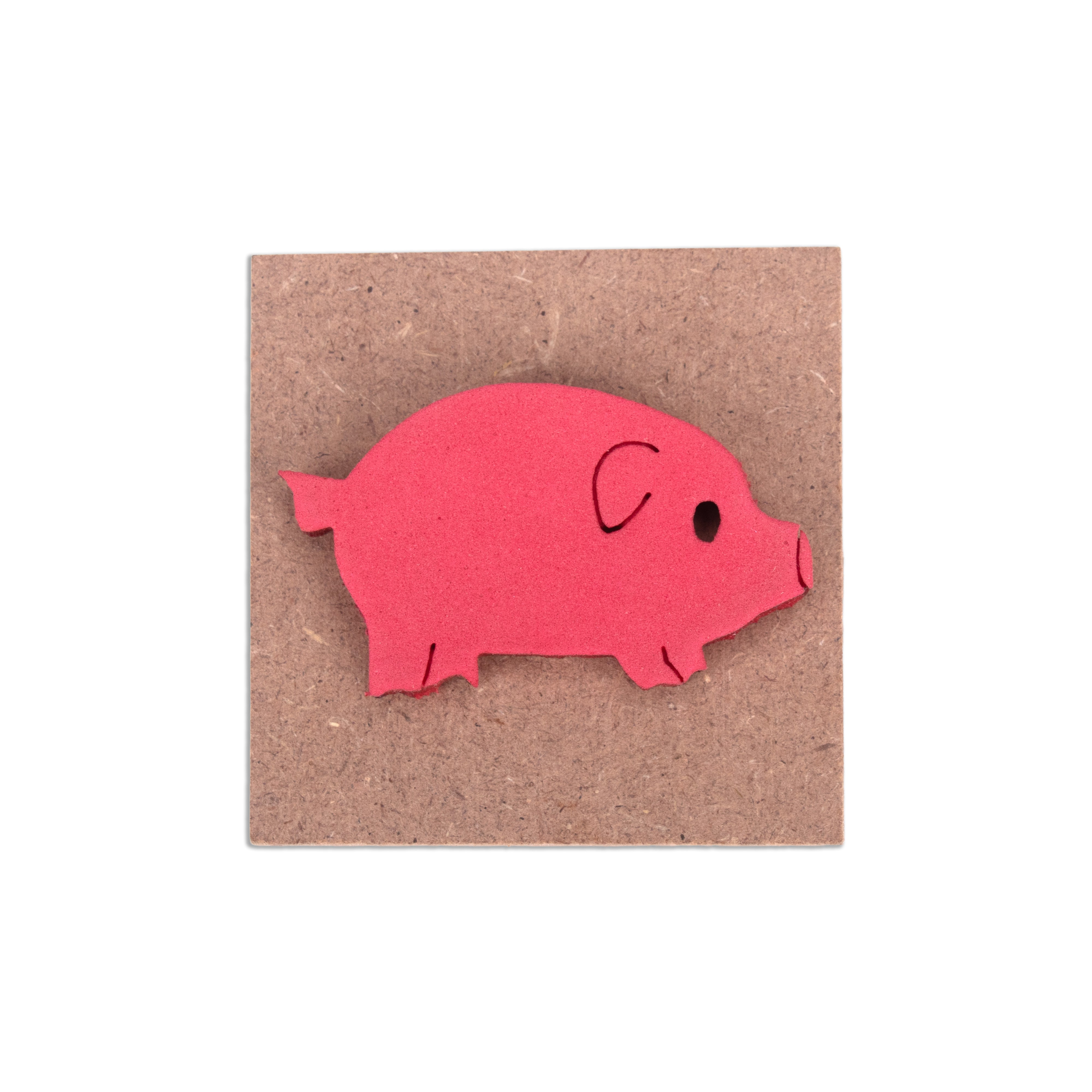 Foam Stamp Little Pig 4.5 x 2.5cm X 5mm Thick (MDF Base 5.5mm thick round 5cm dia) 1pc