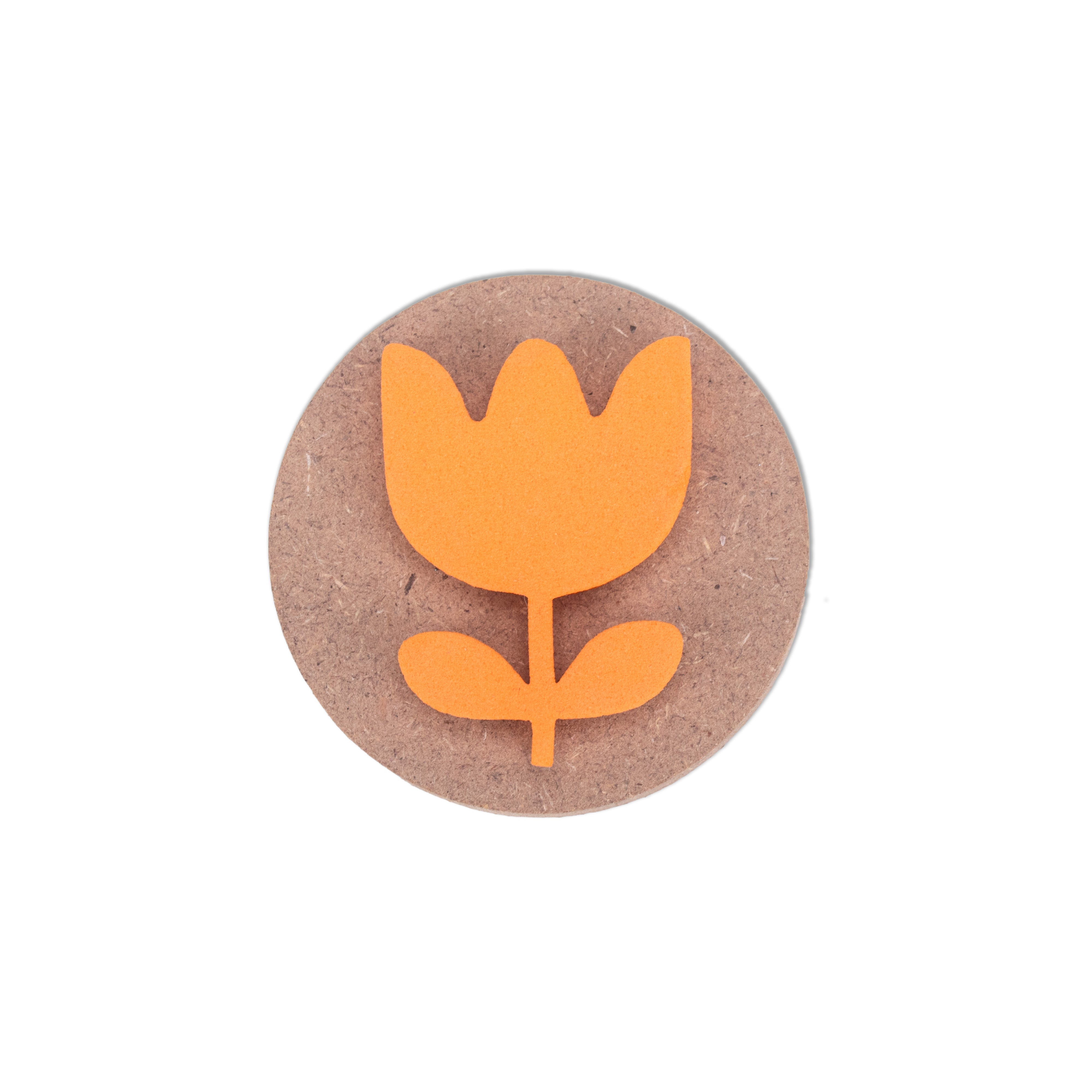 Foam Stamp Tulip 4.1 x 2.9cm X 5mm Thick (MDF Base 5.5mm thick round 5cm dia) 1pc