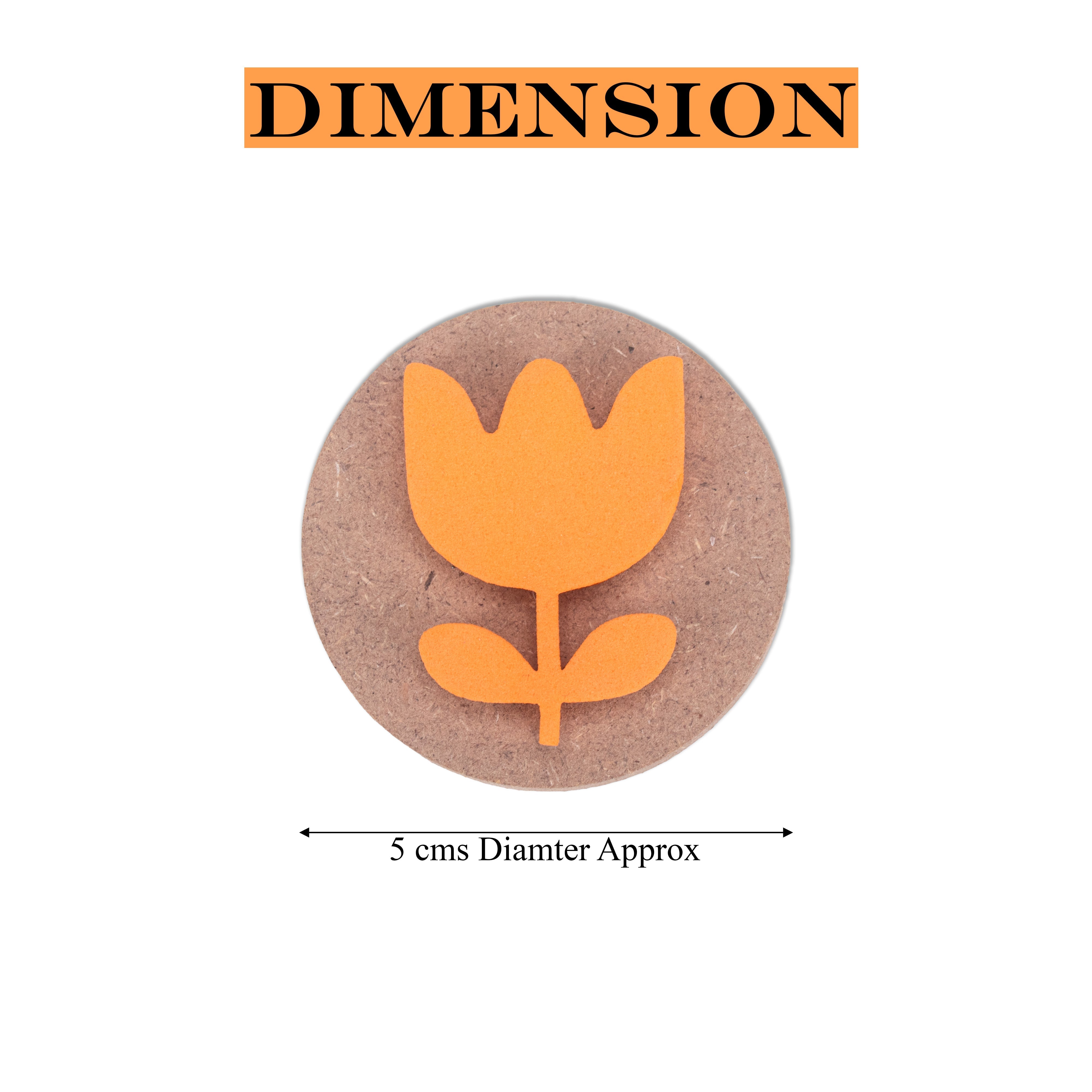 Foam Stamp Tulip 4.1 x 2.9cm X 5mm Thick (MDF Base 5.5mm thick round 5cm dia) 1pc