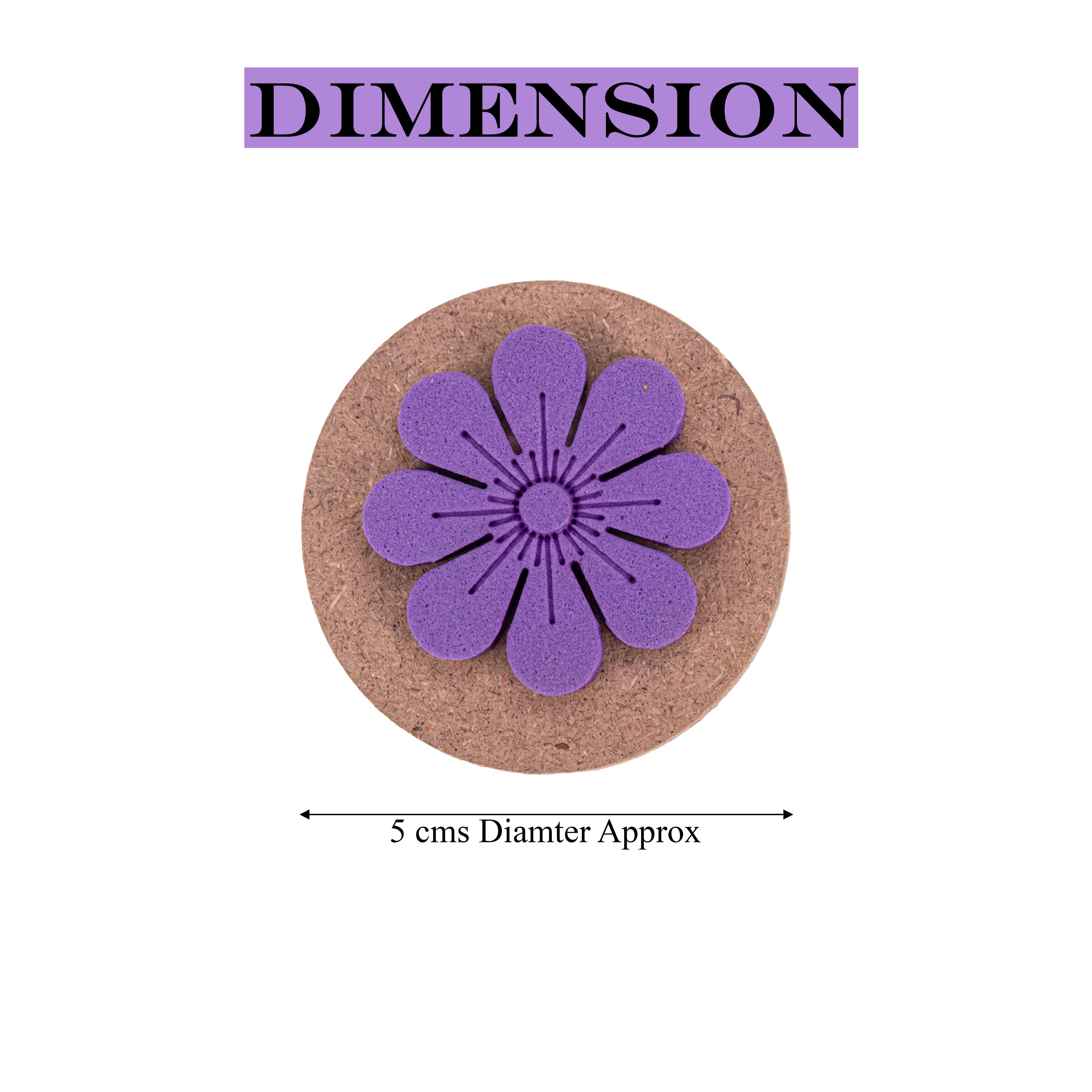 Foam Stamp Daisy 3.8 X 3.8cm X 5mm Thick (MDF Base 5.5mm thick round 5cm dia) 1pc