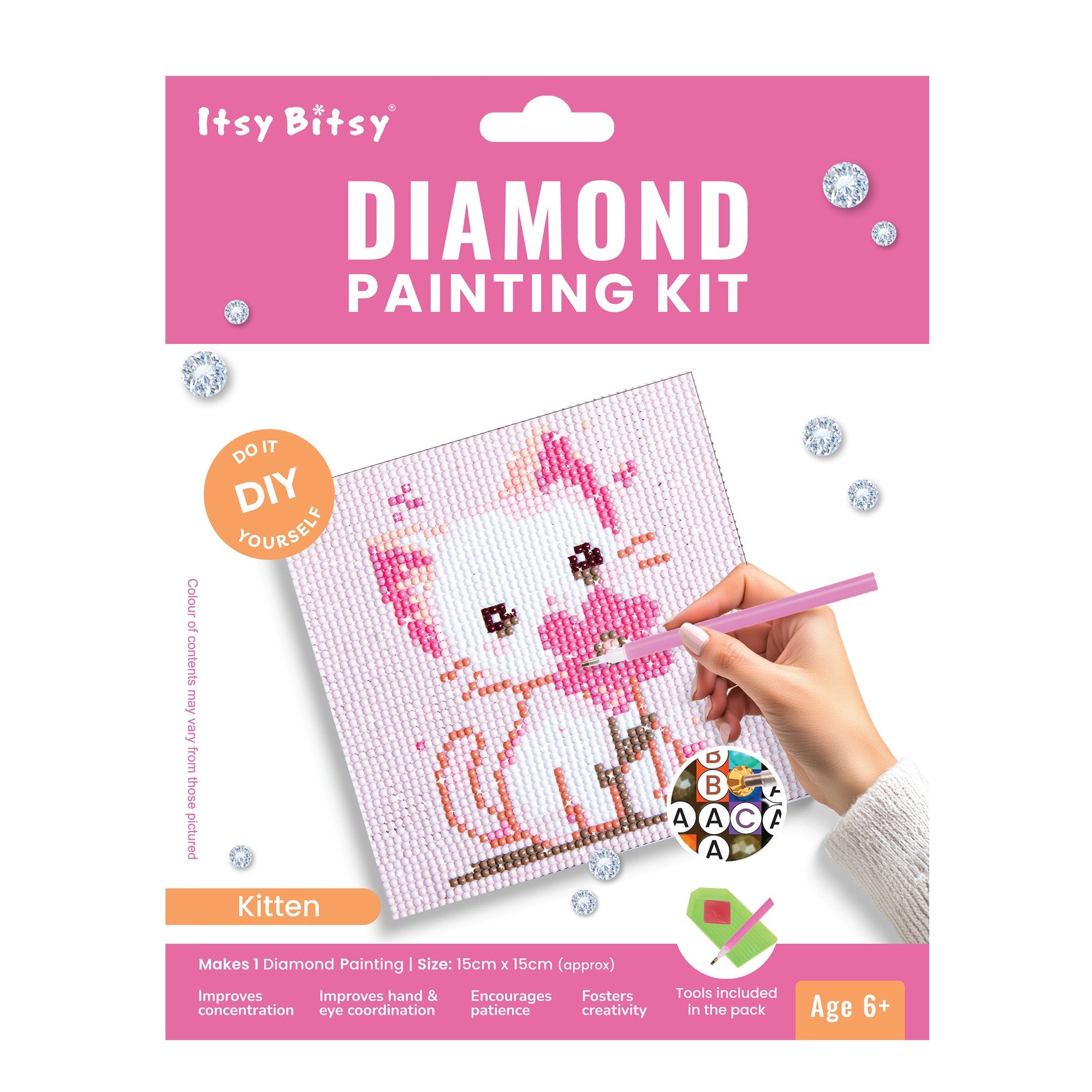 5D Diamond Painting Kit Cat 15 X 15cm 1pc