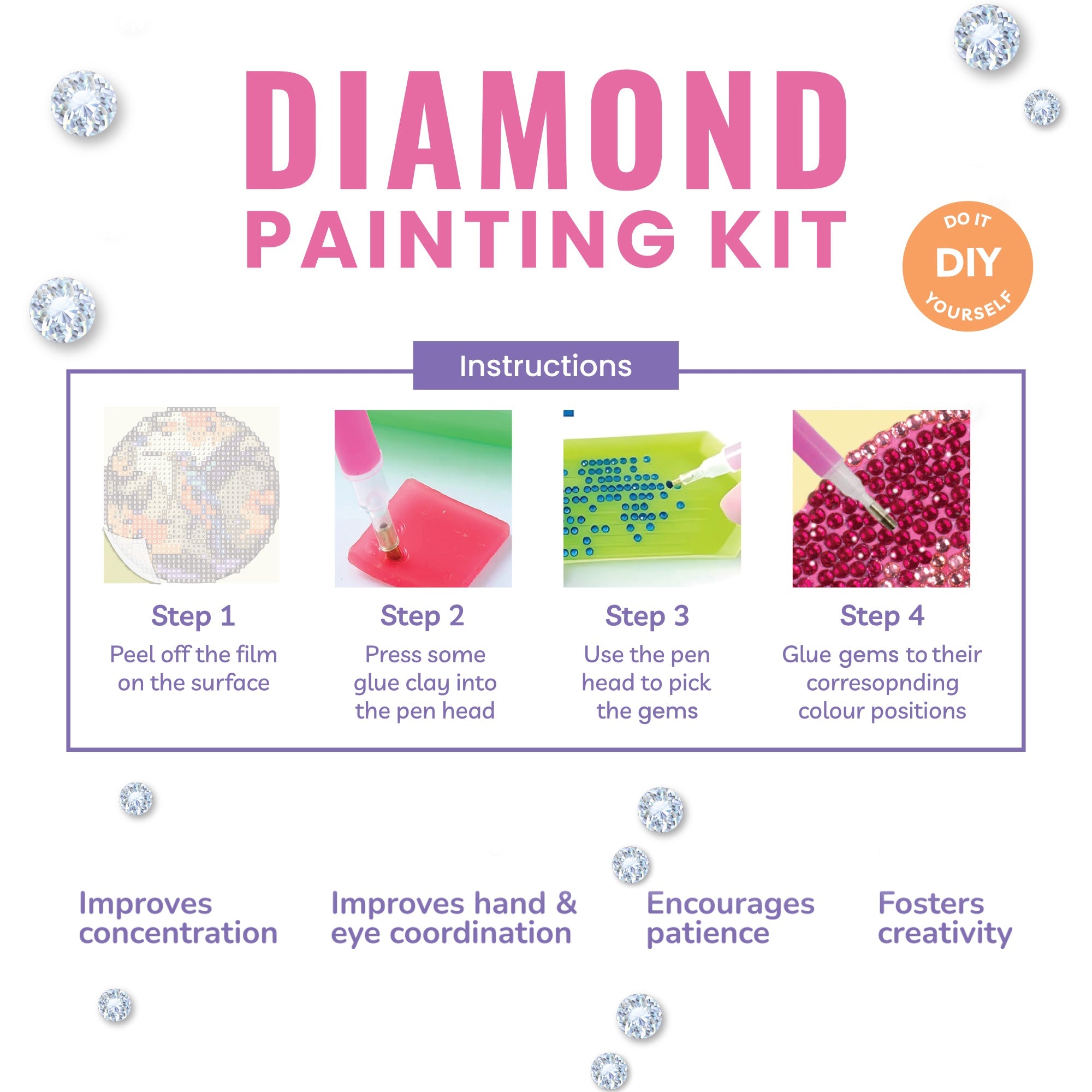 (15 x 15 cm) - 5D Diamond Painting - Cat  Matching Frame Combo