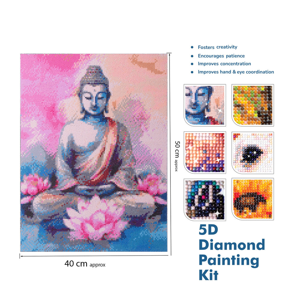 (40 x 50 cm) - 5D Diamond Painting - Enchanted Buddha  Matching Frame Combo