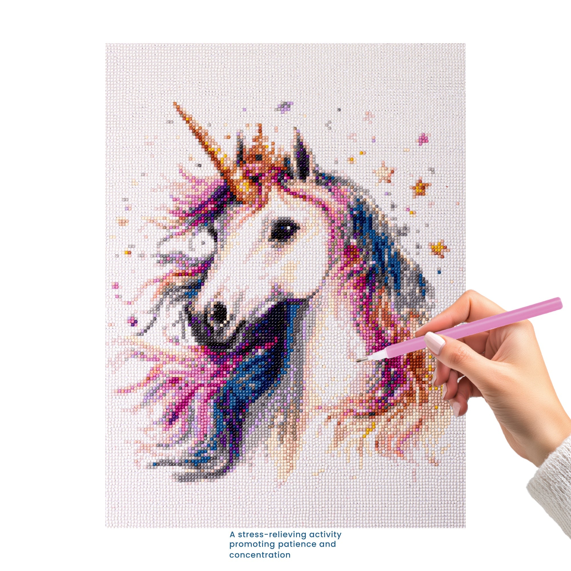 (40 x 50 cm) - 5D Diamond Painting - Sparkle Unicorn Yellow  Matching Frame Combo