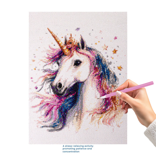 (40 x 50 cm) - 5D Diamond Painting - Sparkle Unicorn Yellow  Matching Frame Combo