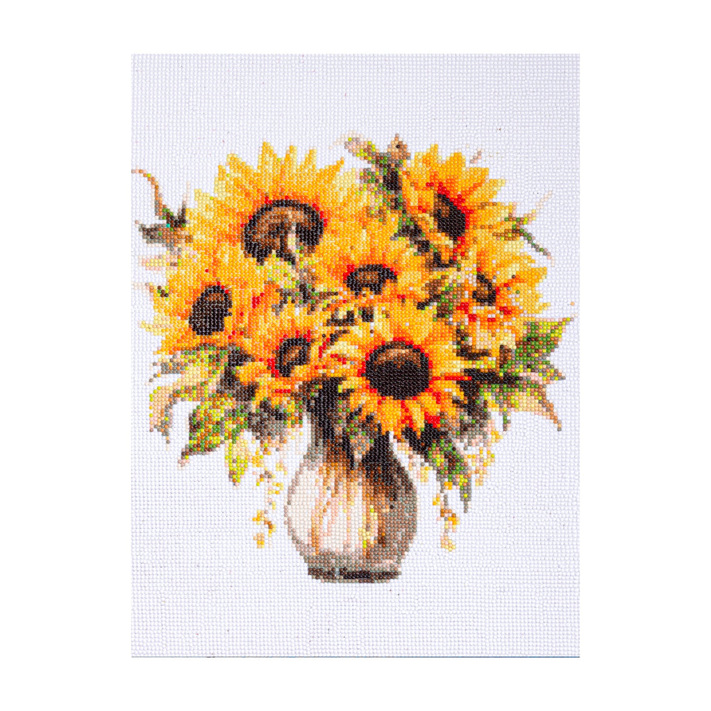 (40 x 50 cm) - 5D Diamond Painting - Sunflower Vase  Matching Frame Combo