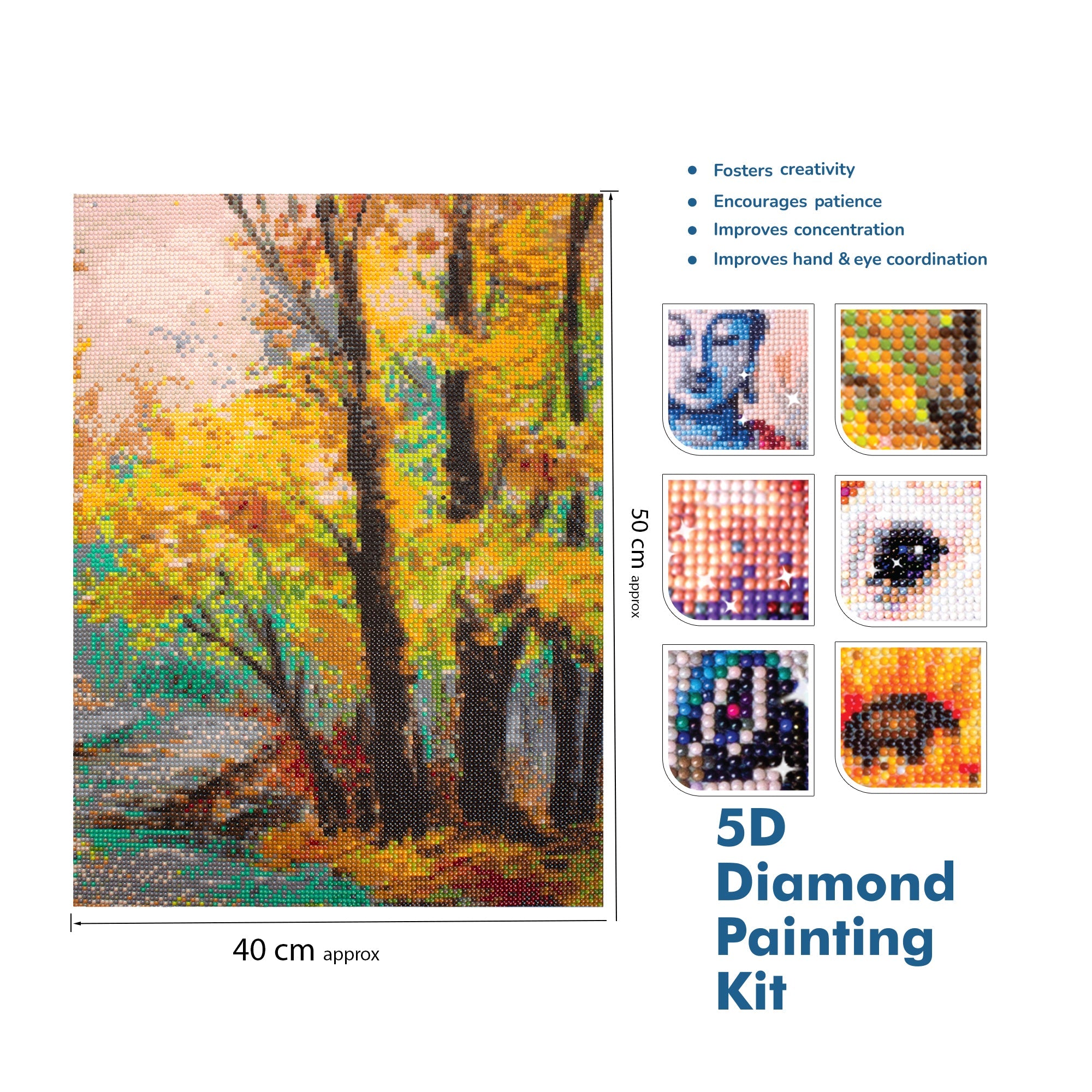 (40 x 50 cm) - 5D Diamond Painting - Enchanted Forest  Matching Frame Combo
