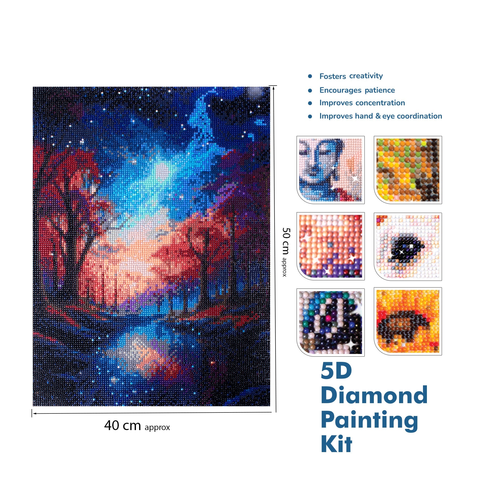 (40 x 50 cm) - 5D Diamond Painting - Starry Sky  Matching Frame Combo