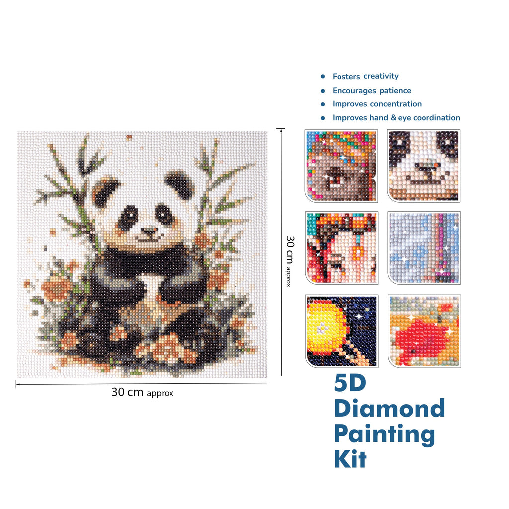 5D Diamond Painting Kit Playful Panda 30 X 30cm 1pc Acetate Box