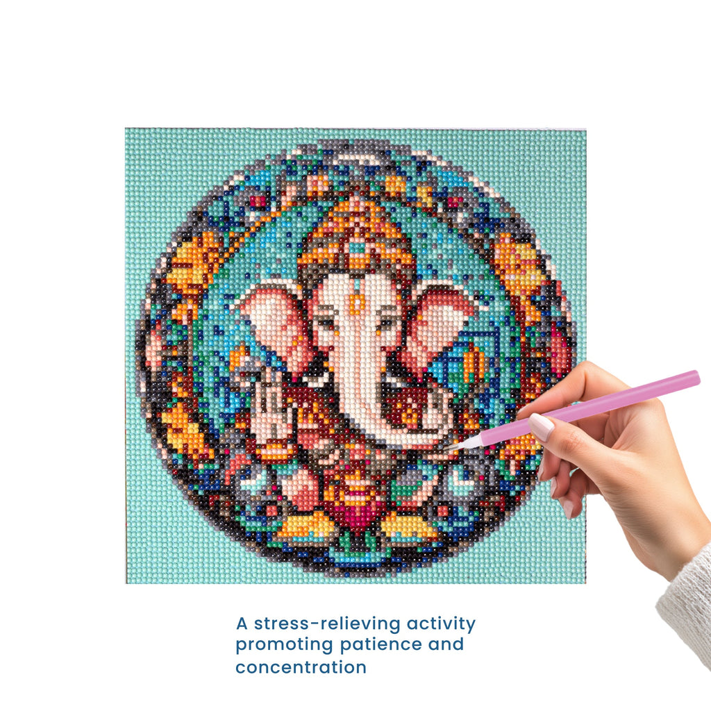(30 X 30 cm) - 5D Diamond Painting - Shree Ganesha  Matching Frame Combo