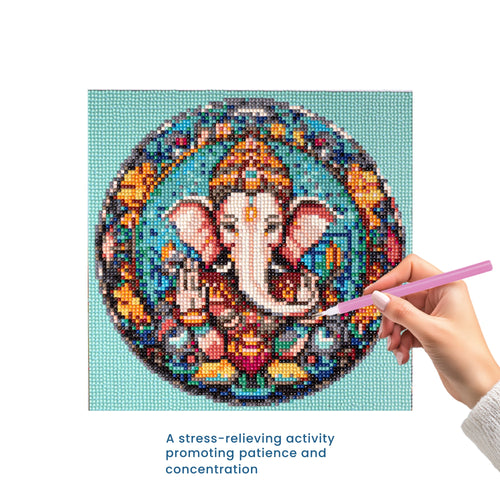 (30 X 30 cm) - 5D Diamond Painting - Shree Ganesha  Matching Frame Combo