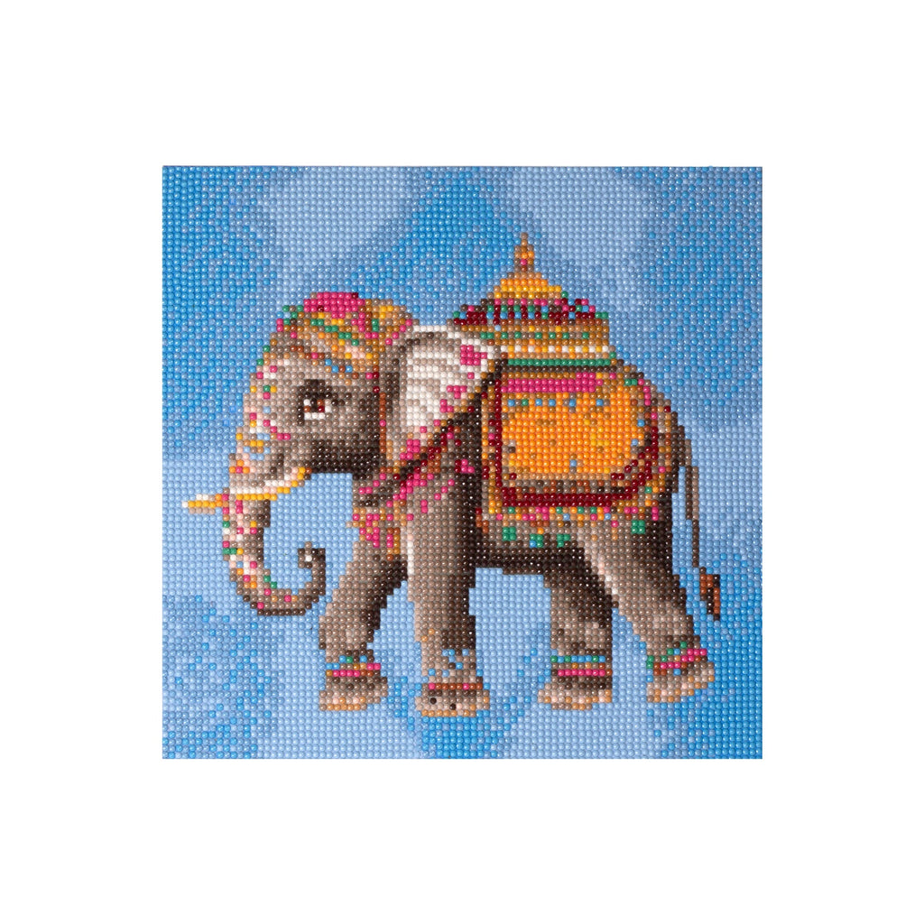 (30 X 30 cm) - 5D Diamond Painting - Ornate Elephant  Matching Frame Combo