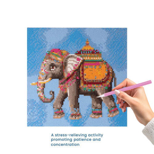 (30 X 30 cm) - 5D Diamond Painting - Ornate Elephant  Matching Frame Combo