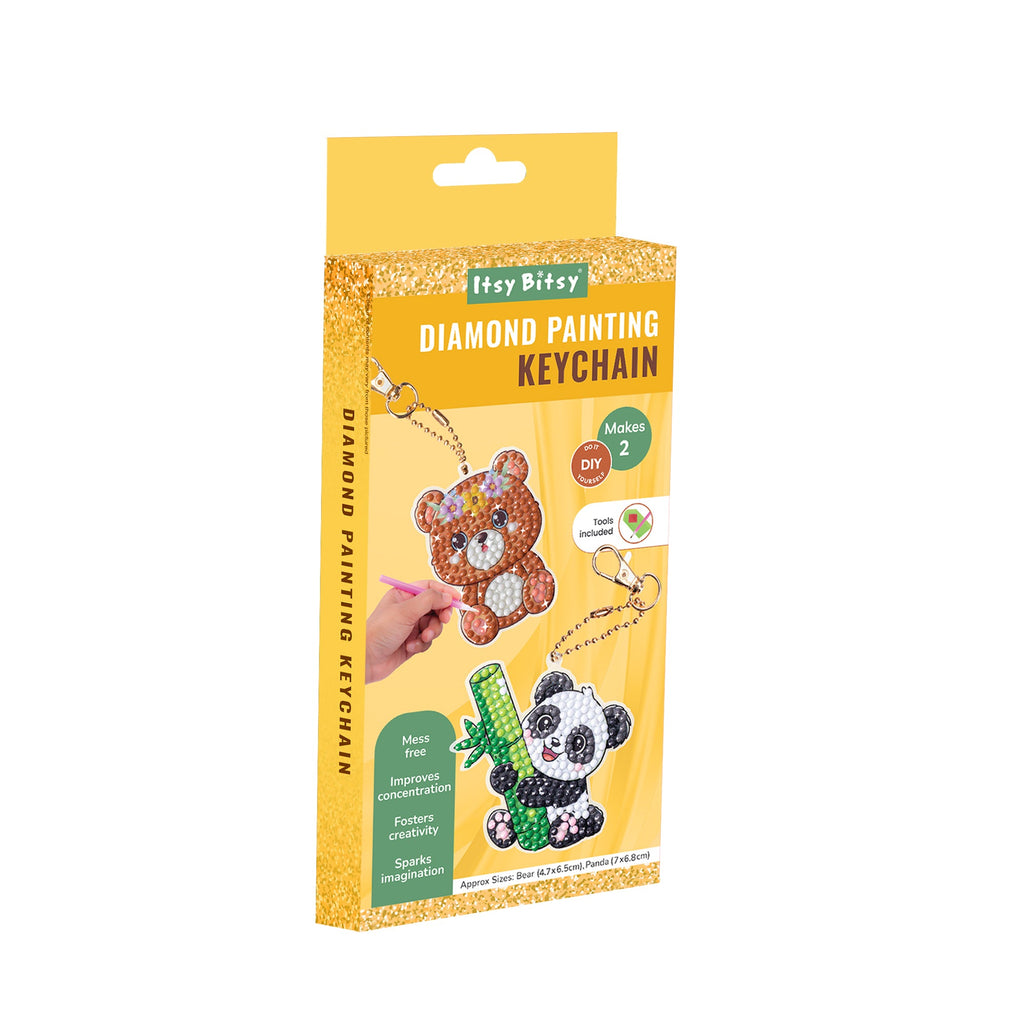 Diamond Painting Key Chain Kit Bear & Panda 8 X 7cm 2pc Box