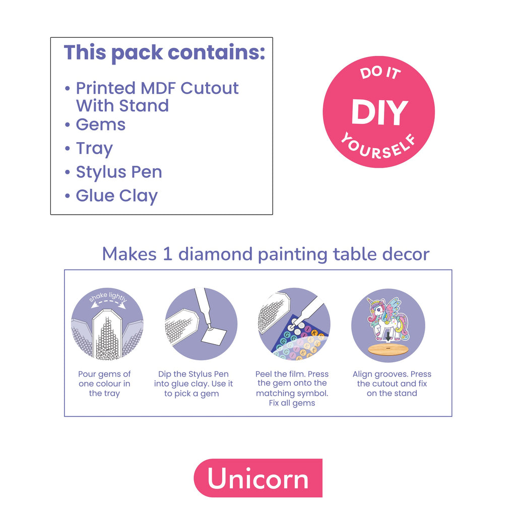Diamond Painting Table Decor Unicorn 10.6 X 11cm 1pc Box
