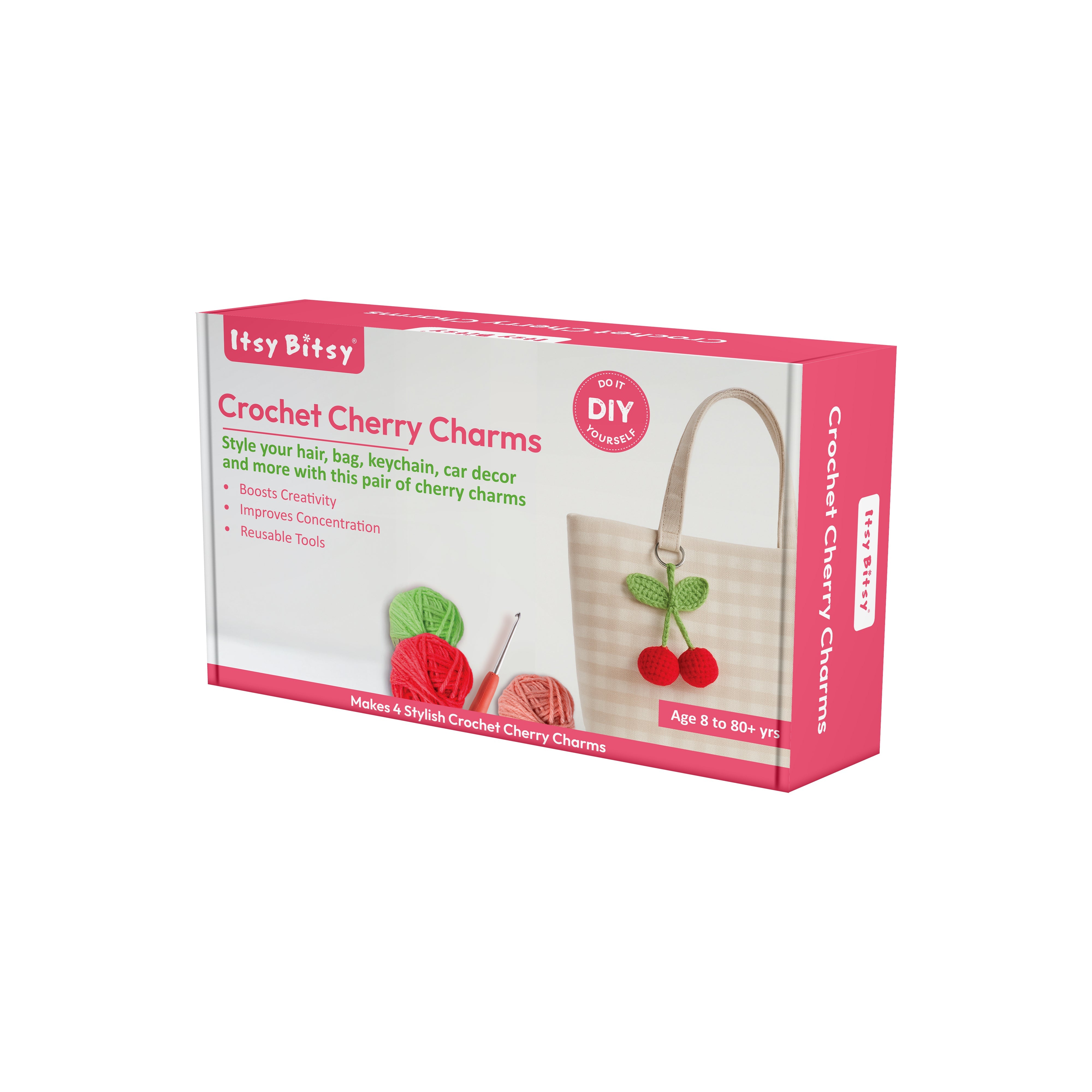 DIY Crochet Cherry Charms Makes 4 Box