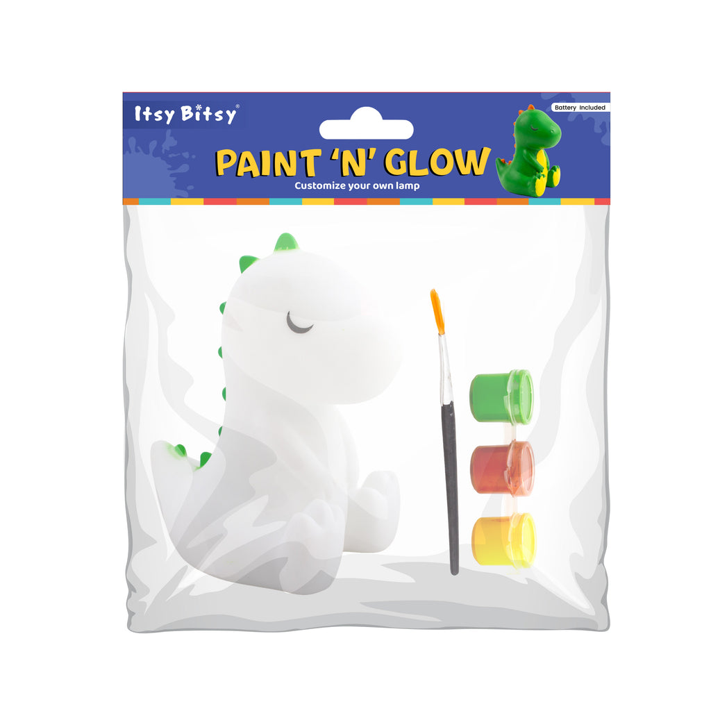 Silicone LED Night Lamp with Acrylic Paint and Brush Dino 14.5 x9.5cm