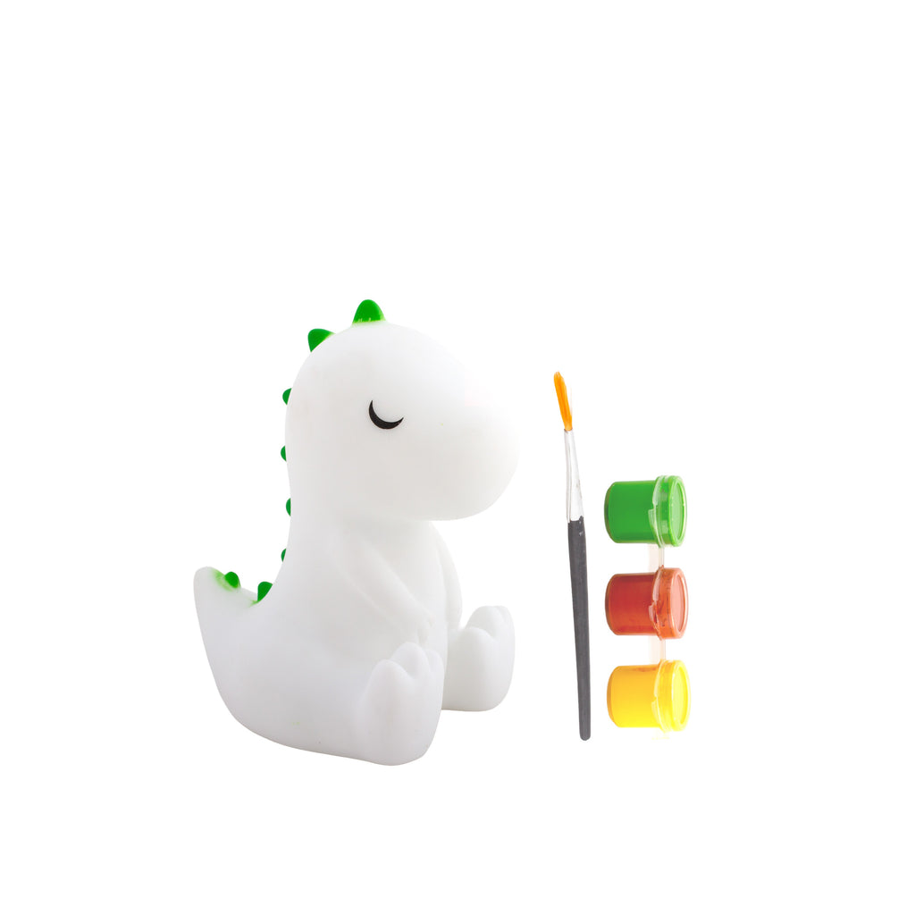 Silicone LED Night Lamp with Acrylic Paint and Brush Dino 14.5 x9.5cm