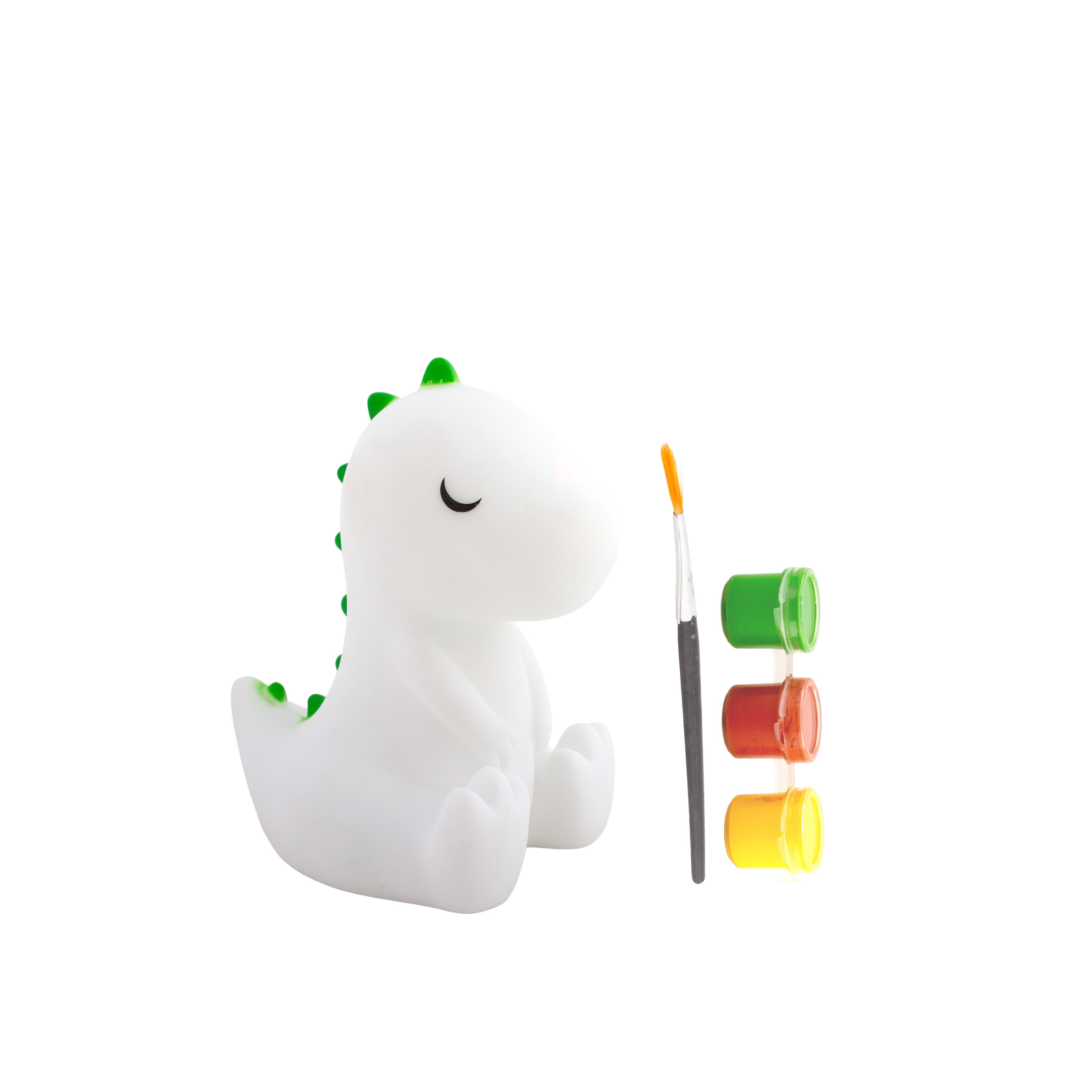 Silicone LED Night Lamp with Acrylic Paint and Brush Dino 14.5 x9.5cm