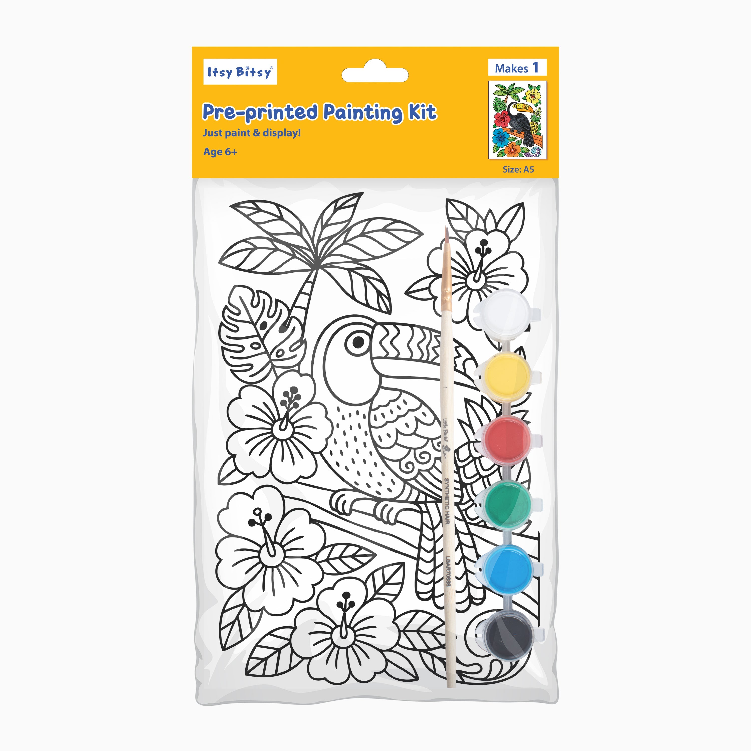 DIY Pre-Printed Painting Kit - Tropical Toucan, 5.83 X 8.27inch