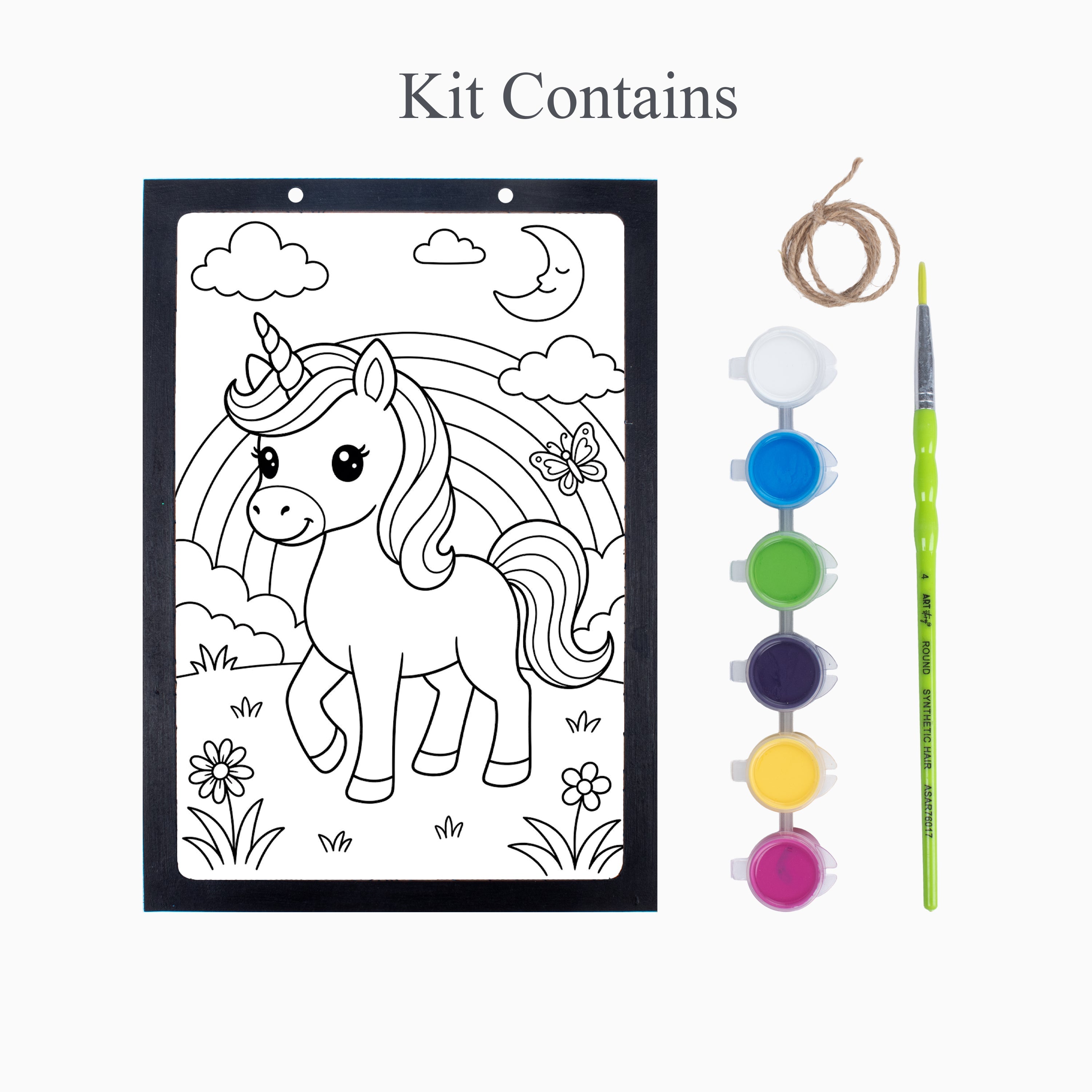 DIY Framed Pre-Printed Hanging Decor Painting Kit - Rainbow Unicorn, 5.83 X 8.27inch