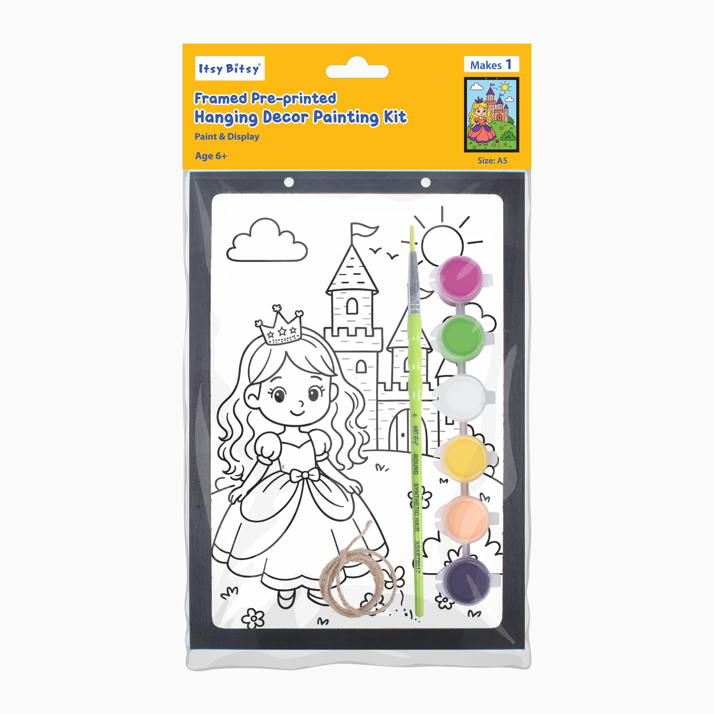 DIY Framed Pre-Printed Hanging Decor Painting Kit - Little Princess, 5.83 X 8.27inch
