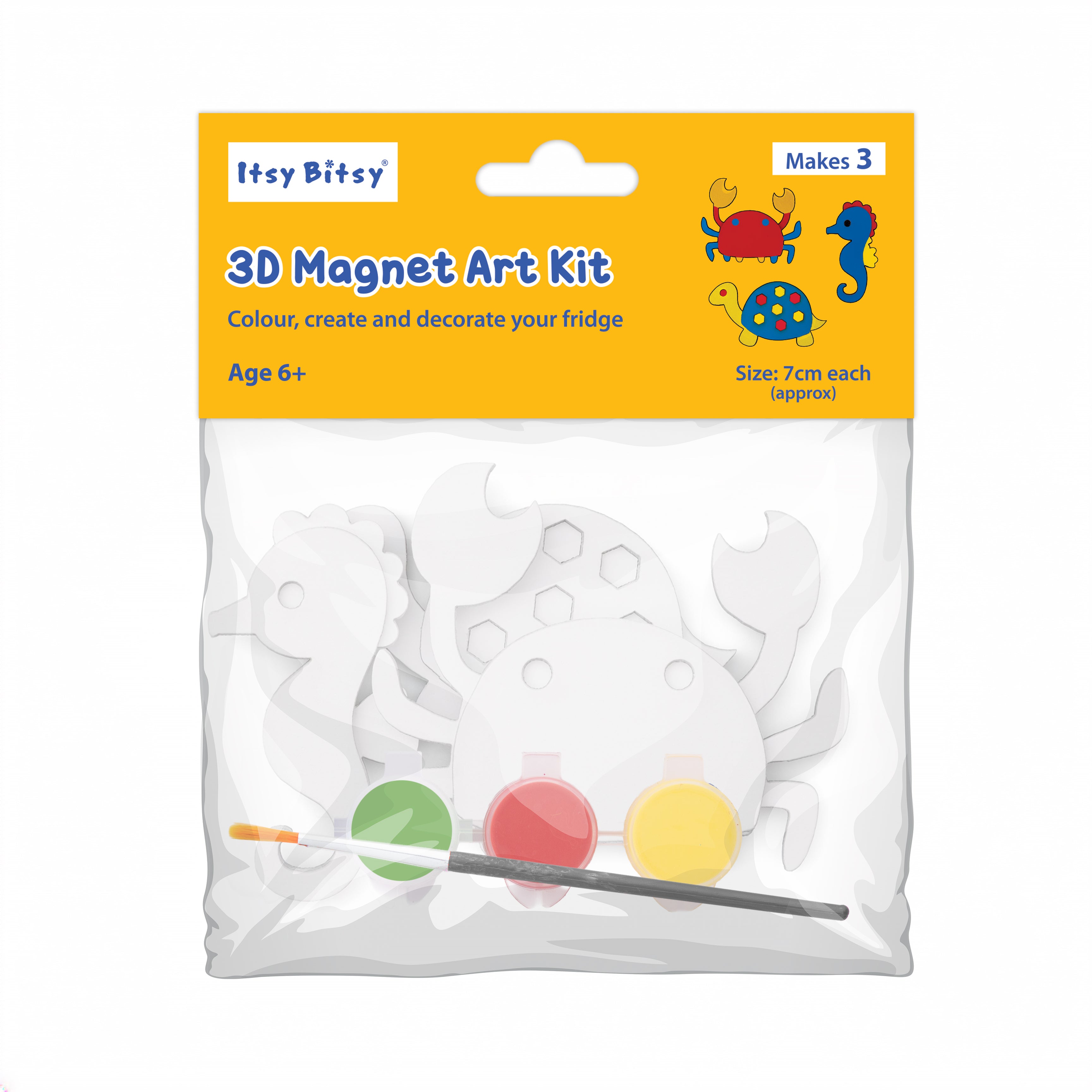 DIY 3D Magnet Art Kit - Aquatic Friends, Set of 3, 7cm