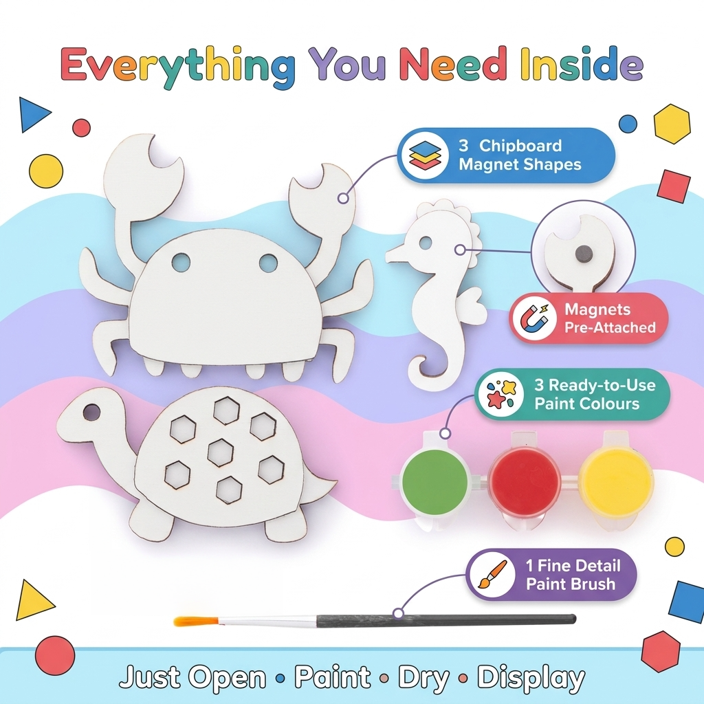 DIY 3D Magnet Art Kit - Aquatic Friends, Set of 3, 7cm
