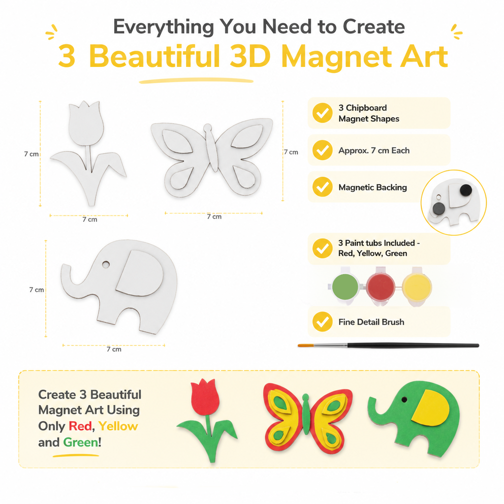 DIY 3D Magnet Art Kit - Nature Friends, 7cm