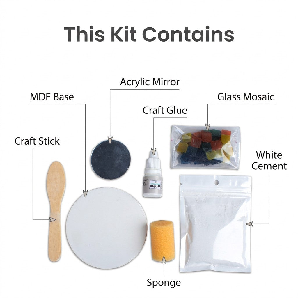 DIY Mirror Mosaic Art Kit - Round, 4 inch Dia