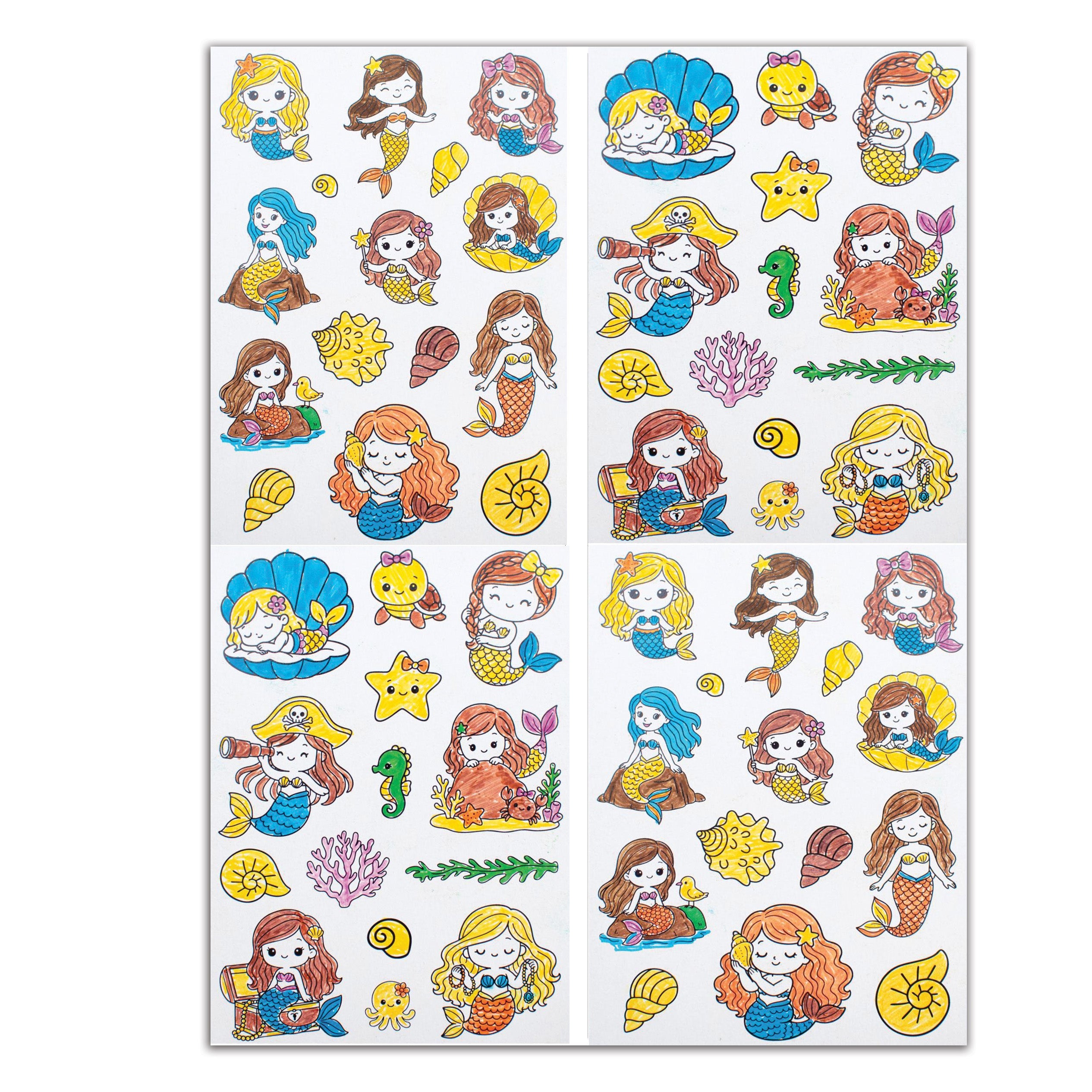 DIY Colour Your Own Sticker Sheets - Mermaid Magic, 2 Designs X 2 Sheets