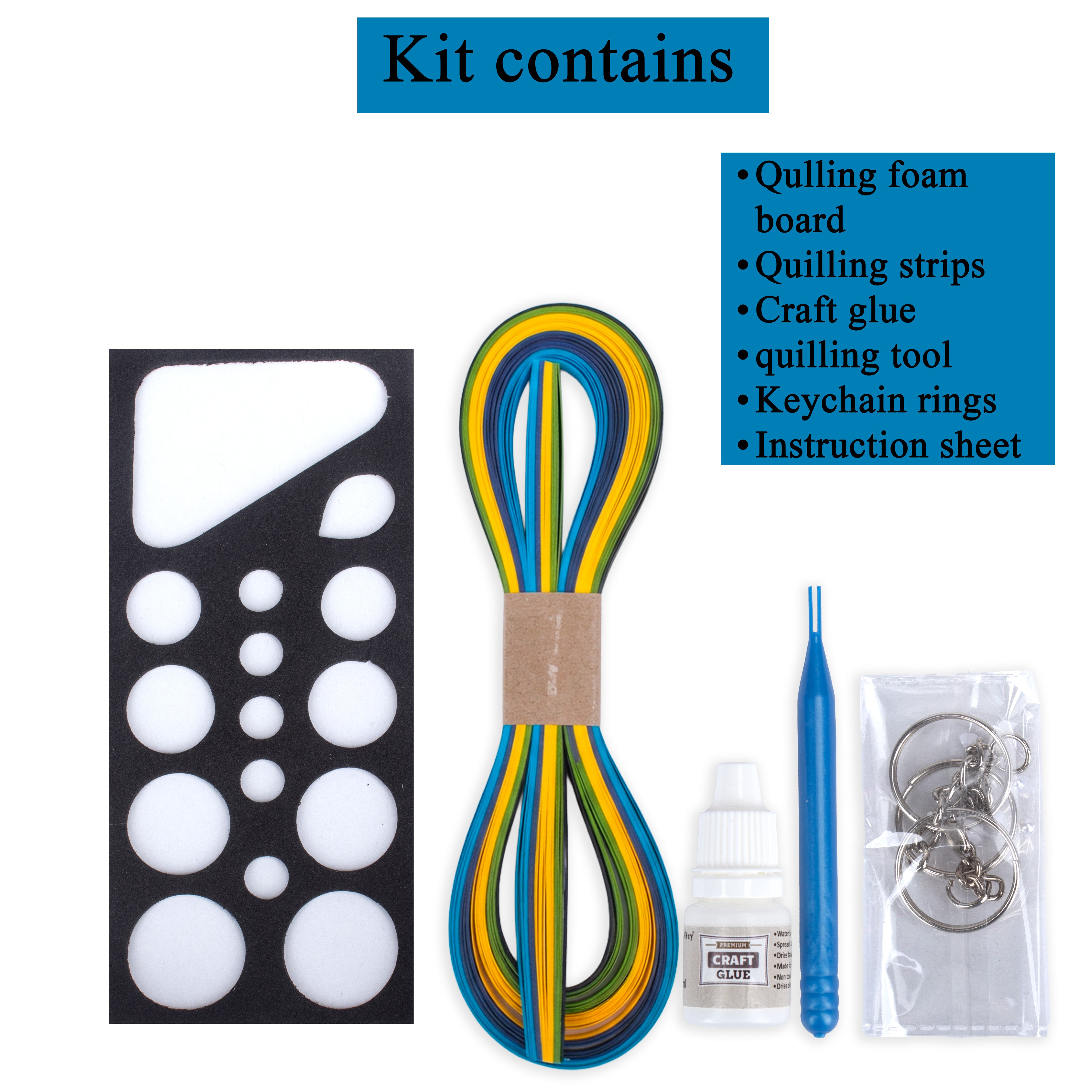 DIY Paper Quilling Kit Keychains Makes 3 BOX IB