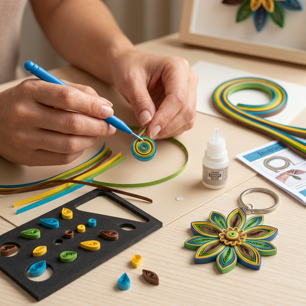 DIY Paper Quilling Kit Keychains Makes 3 BOX IB