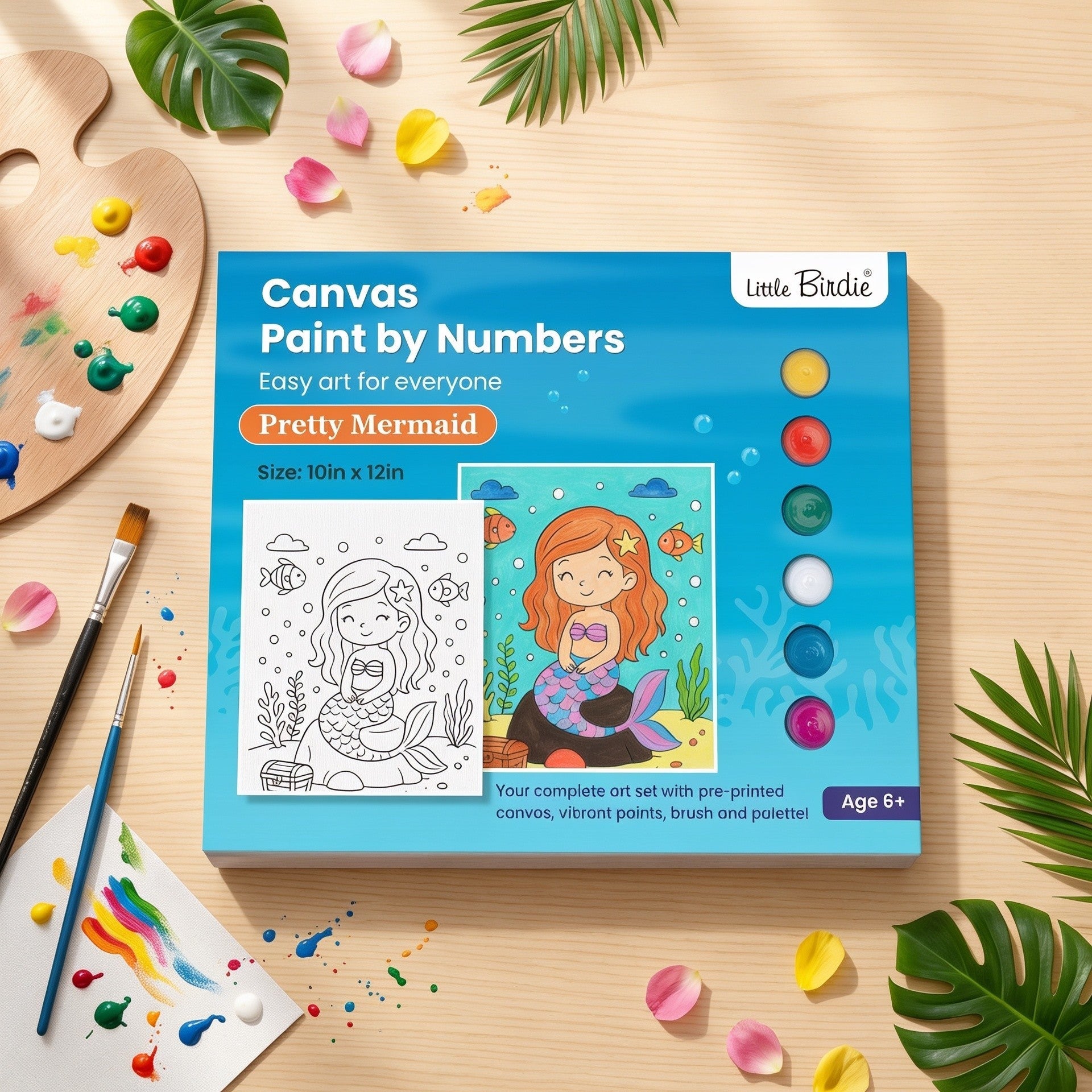 DIY Paint By Numbers Kit Pretty Mermaid 10 X 12 inch 1pc