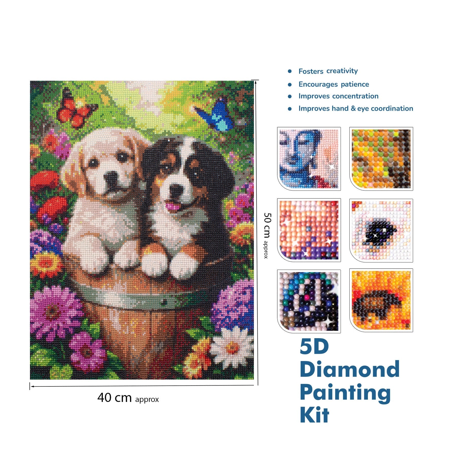 5D Diamond Painting Kit Fur Friends 40 X 50cm 1pc Acetate Box