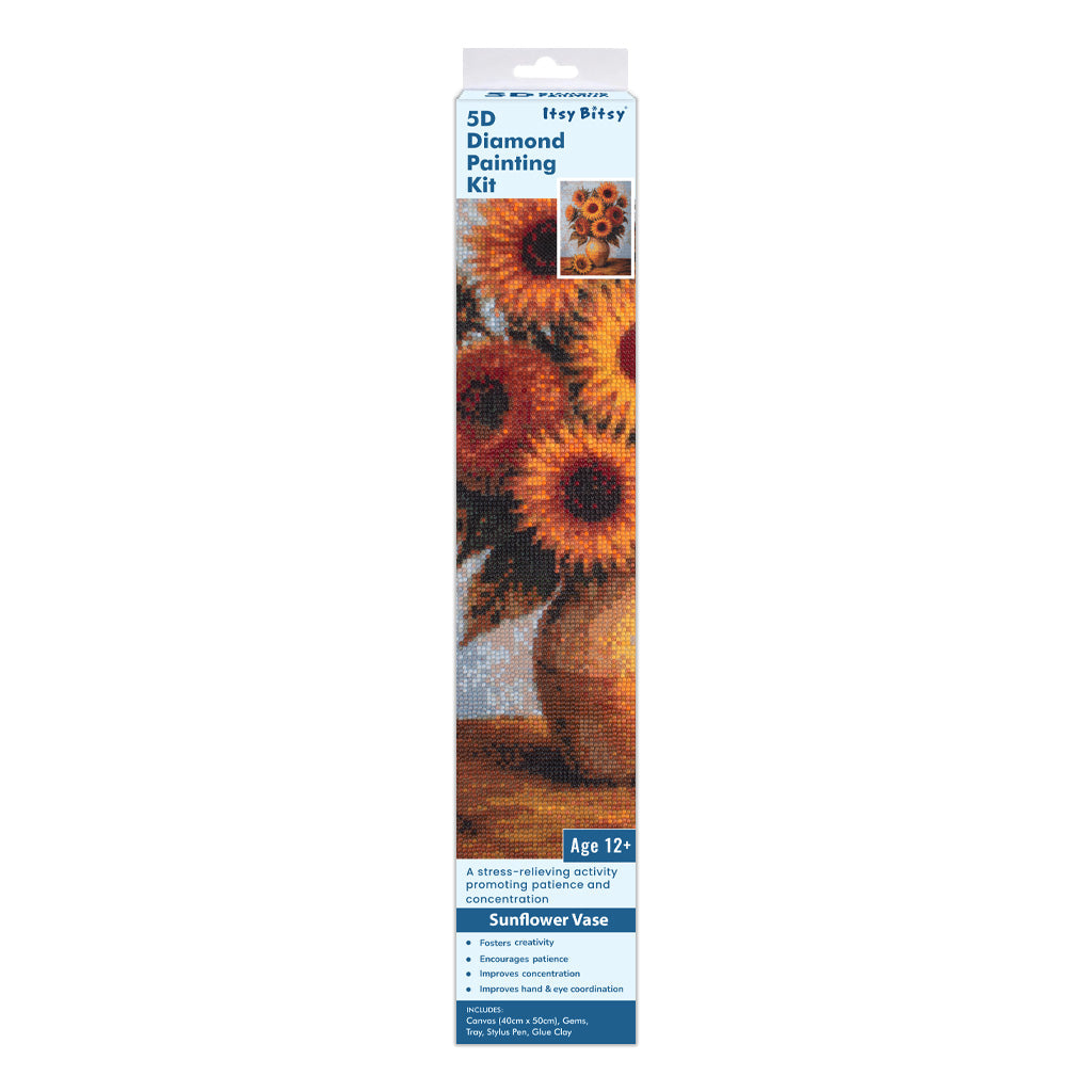 5D Diamond Painting Kit Sunflower Vase 40 X 50cm 1pc Acetate Box