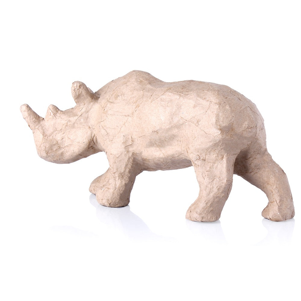 Paper Mache Double Horned Rhinoceros Approx L27 X W8.2 X H13cm 1pc