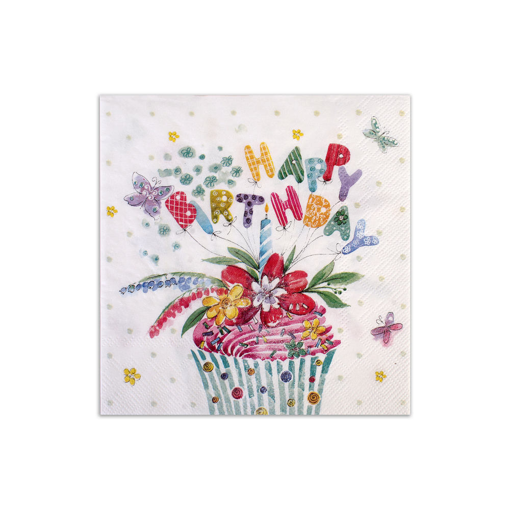 Decoupage Napkin Happy Birthday 13 X 13Inch 3Ply 1Pc Pb Ib
