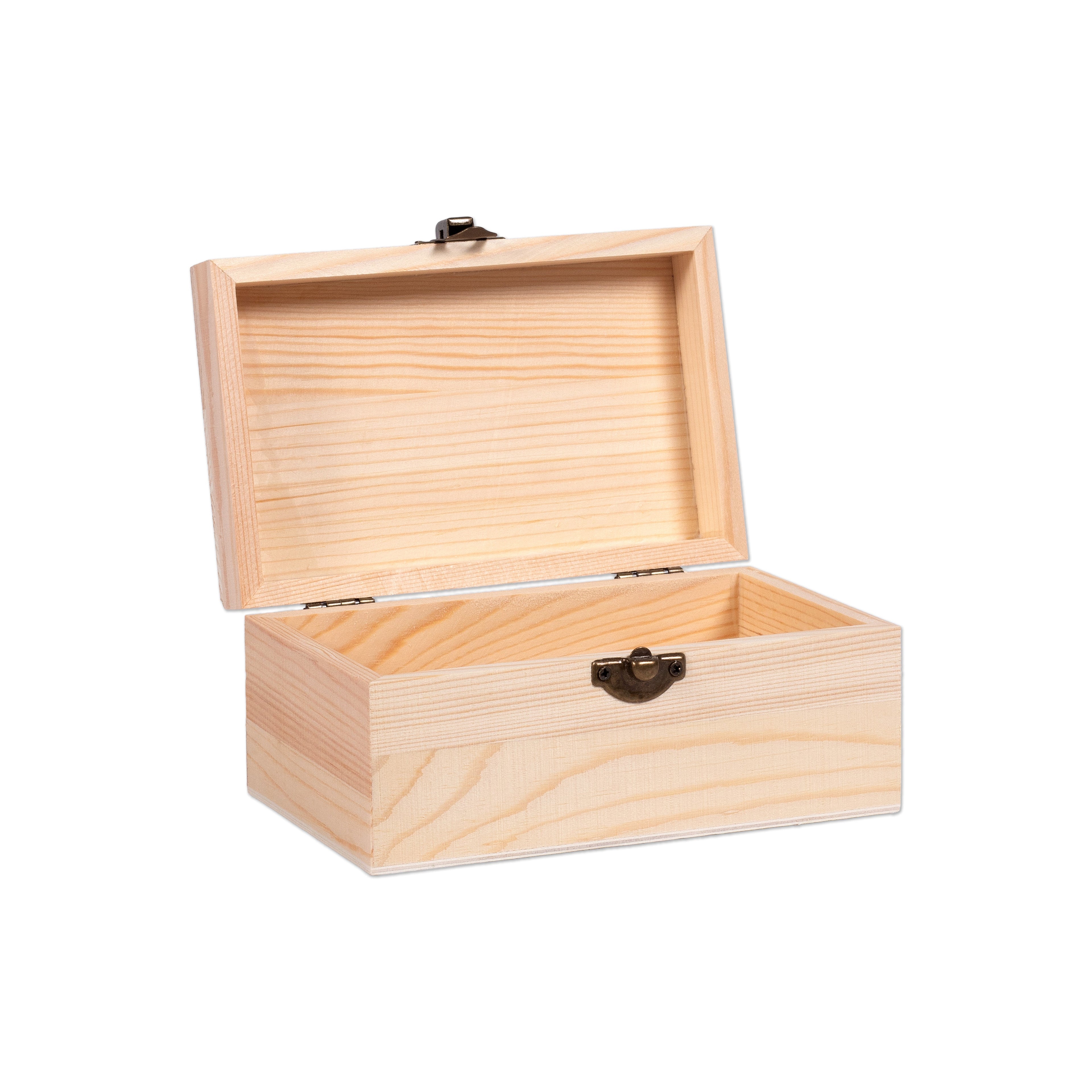 Pinewood Box with Metal Latch Rectangular L5.8 x W3.7 x H2.7 1pc