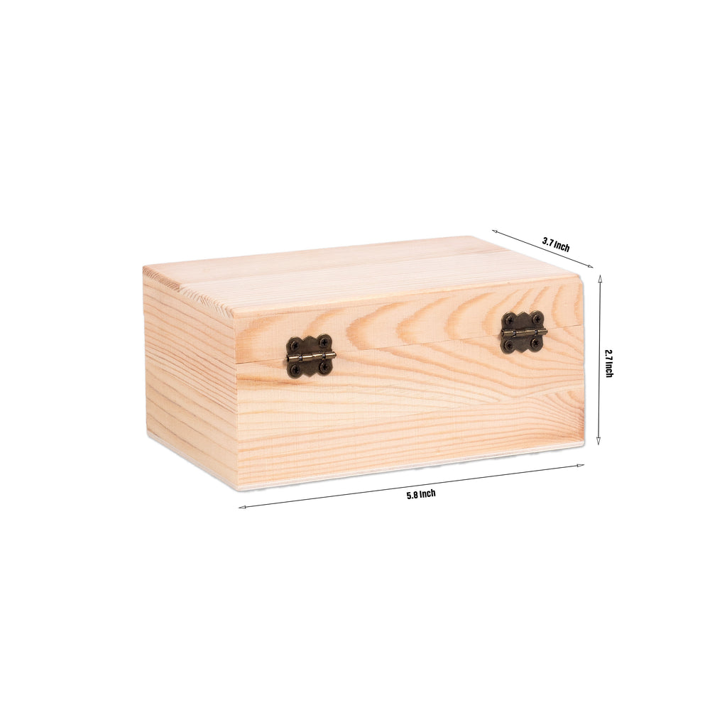 Pinewood Box with Metal Latch Rectangular L5.8 x W4 x H2.5 1pc