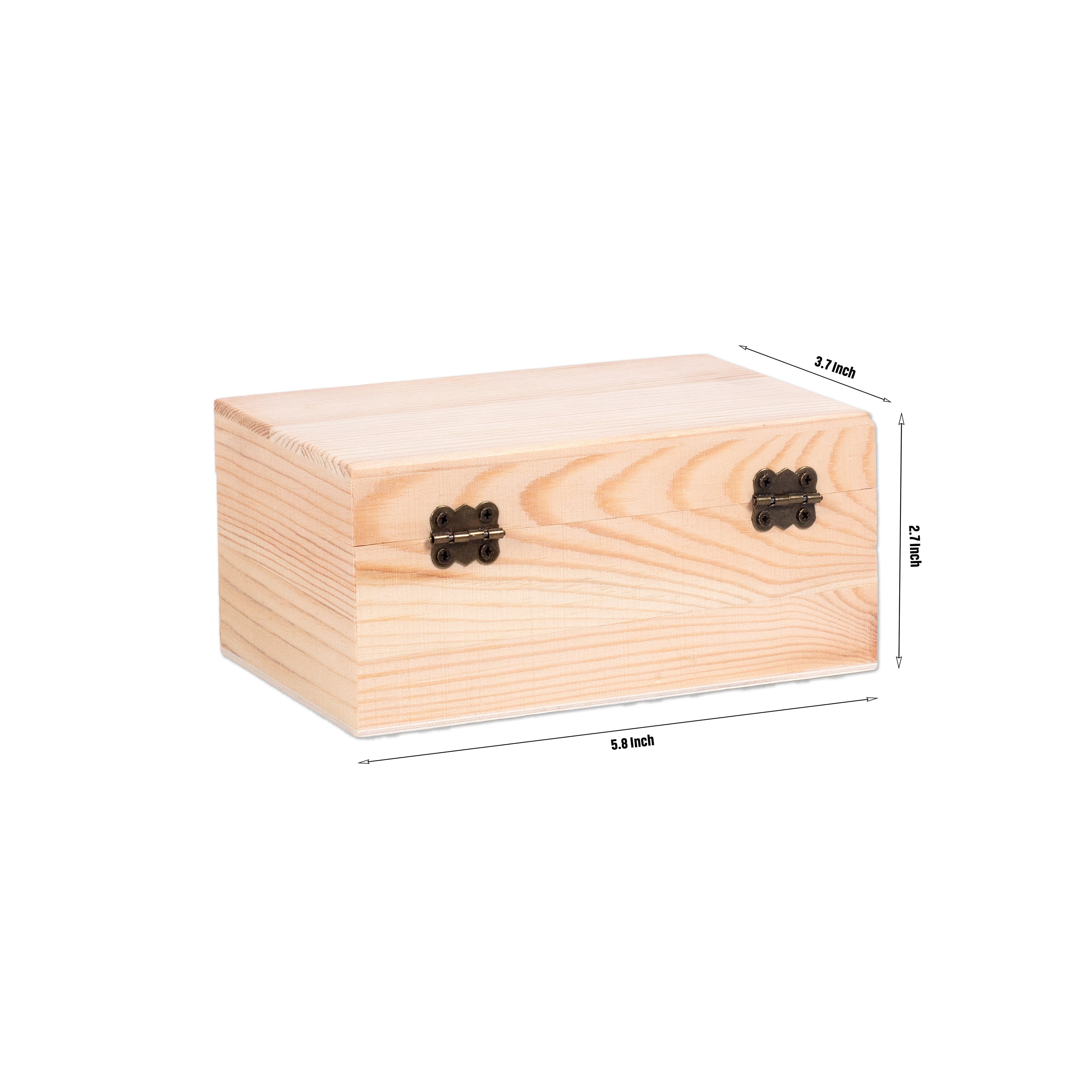 Pinewood Box with Metal Latch Rectangular L5.8 x W4 x H2.5 1pc