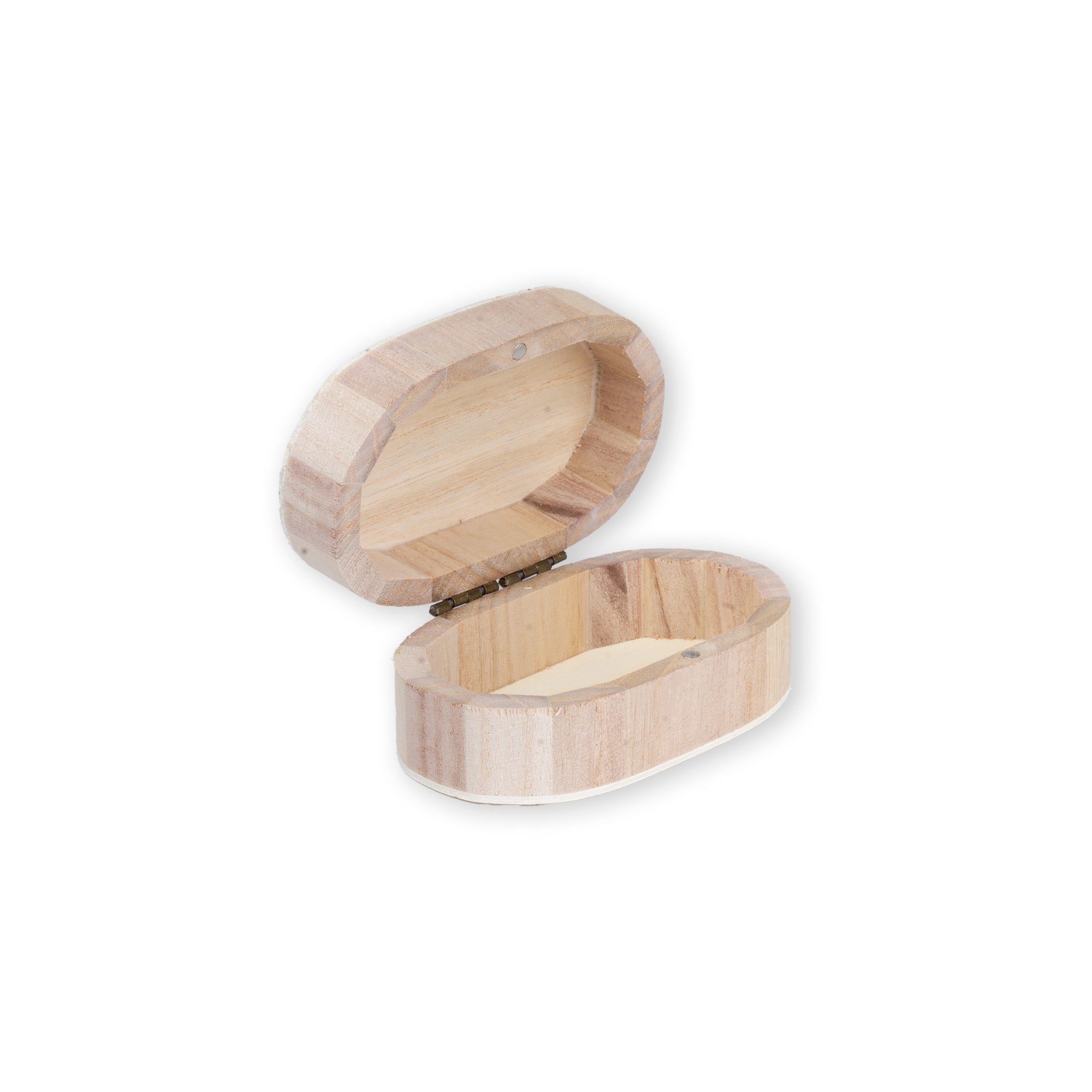 Pinewood Box with Metal Latch Oval L4 x W2.3 x H1.5 1pc