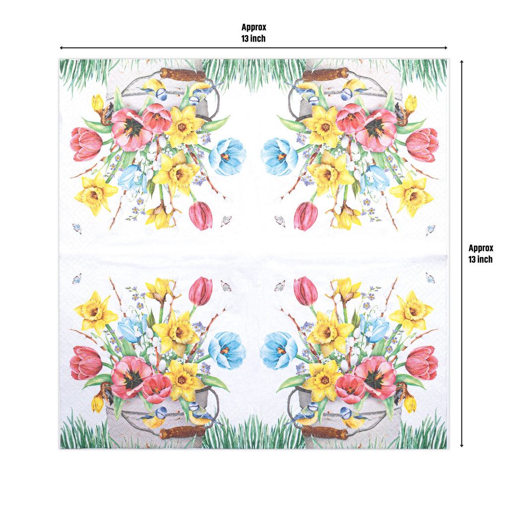 Decoupage Napkin Daffodils and Tulips 13 X 13inch 3PLY 1pc