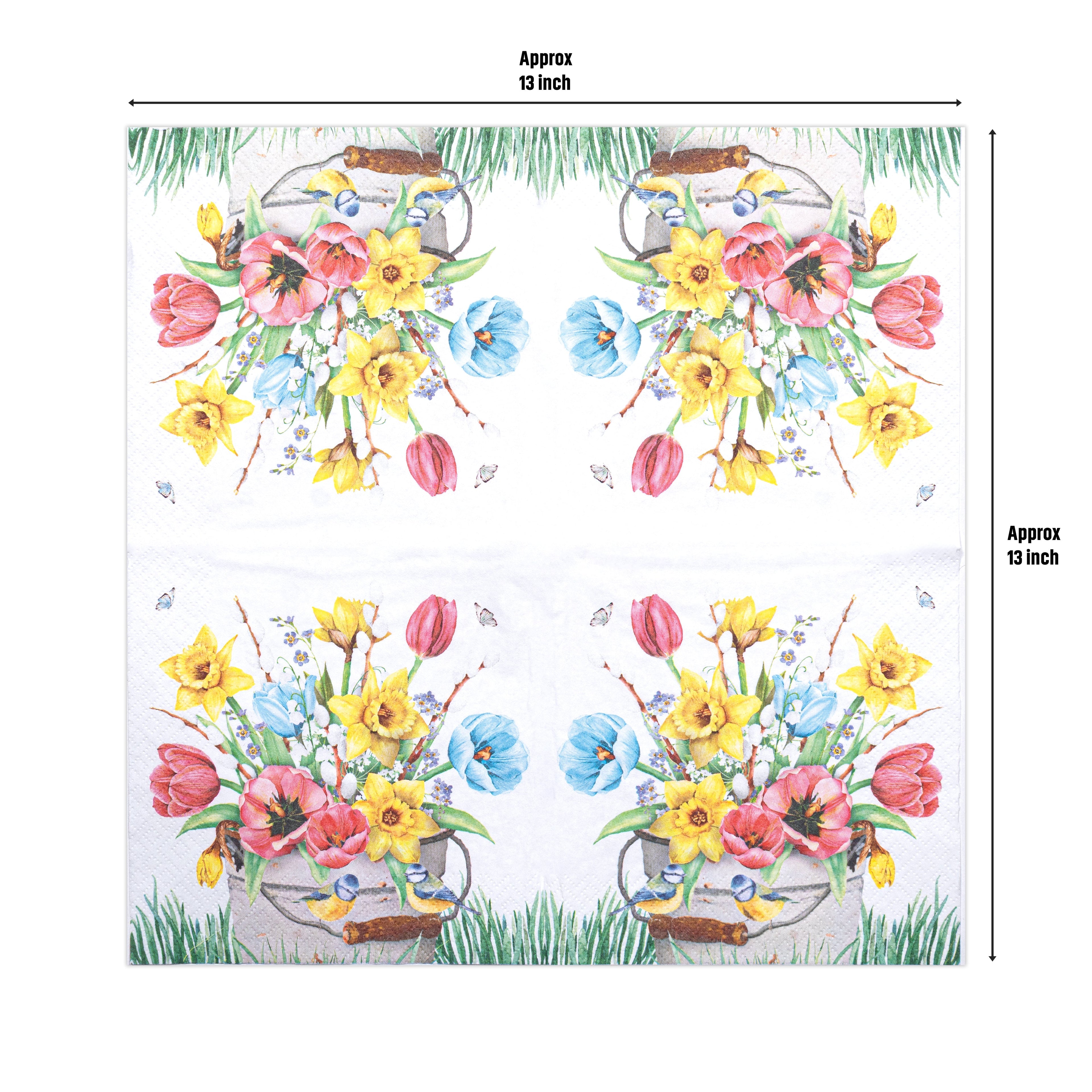Decoupage Napkin Daffodils and Tulips 13 X 13inch 3PLY 1pc