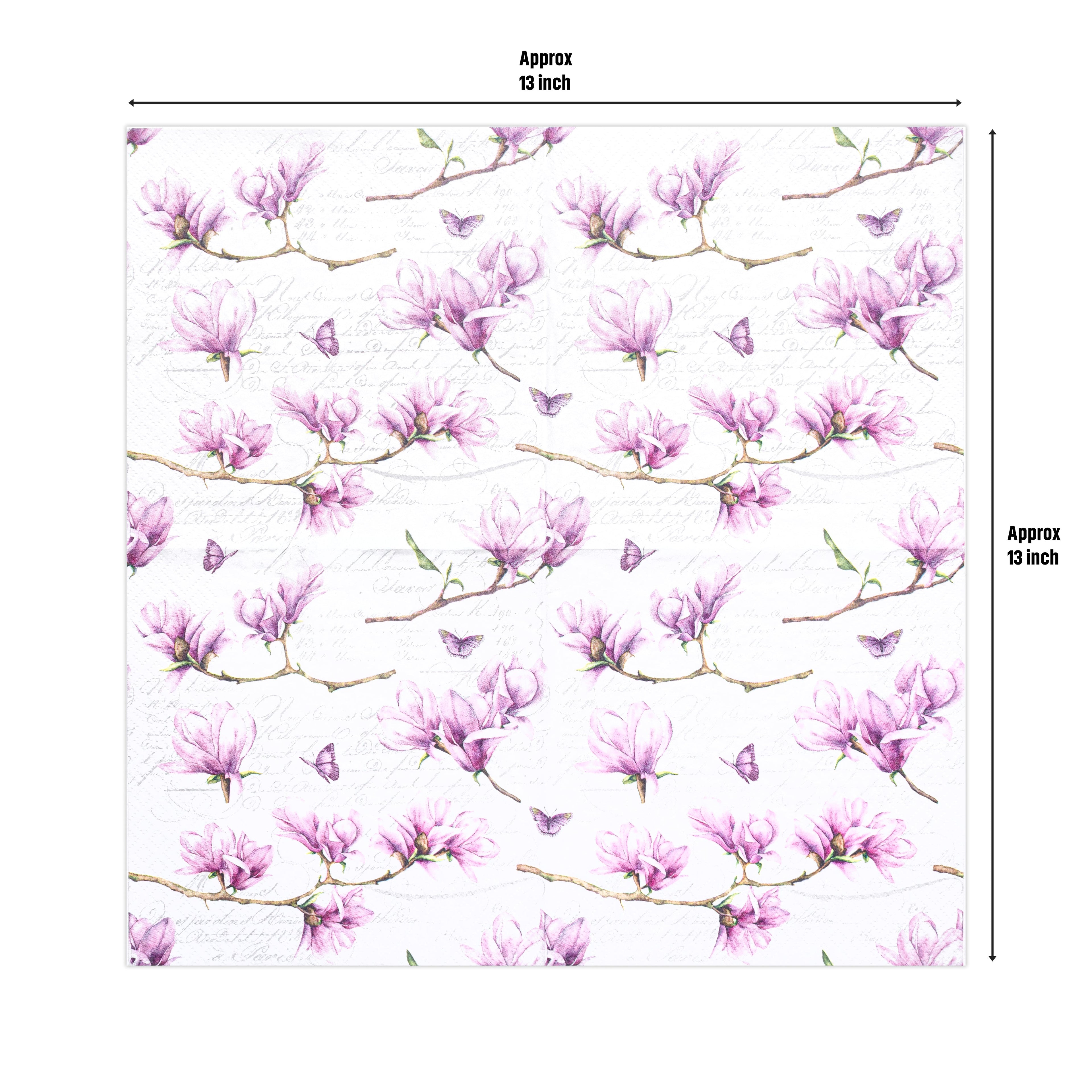 Decoupage Napkin Pink Magnolia 13 X 13inch 3PLY 1pc