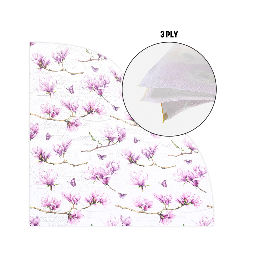 Decoupage Napkin Pink Magnolia 13 X 13inch 3PLY 1pc
