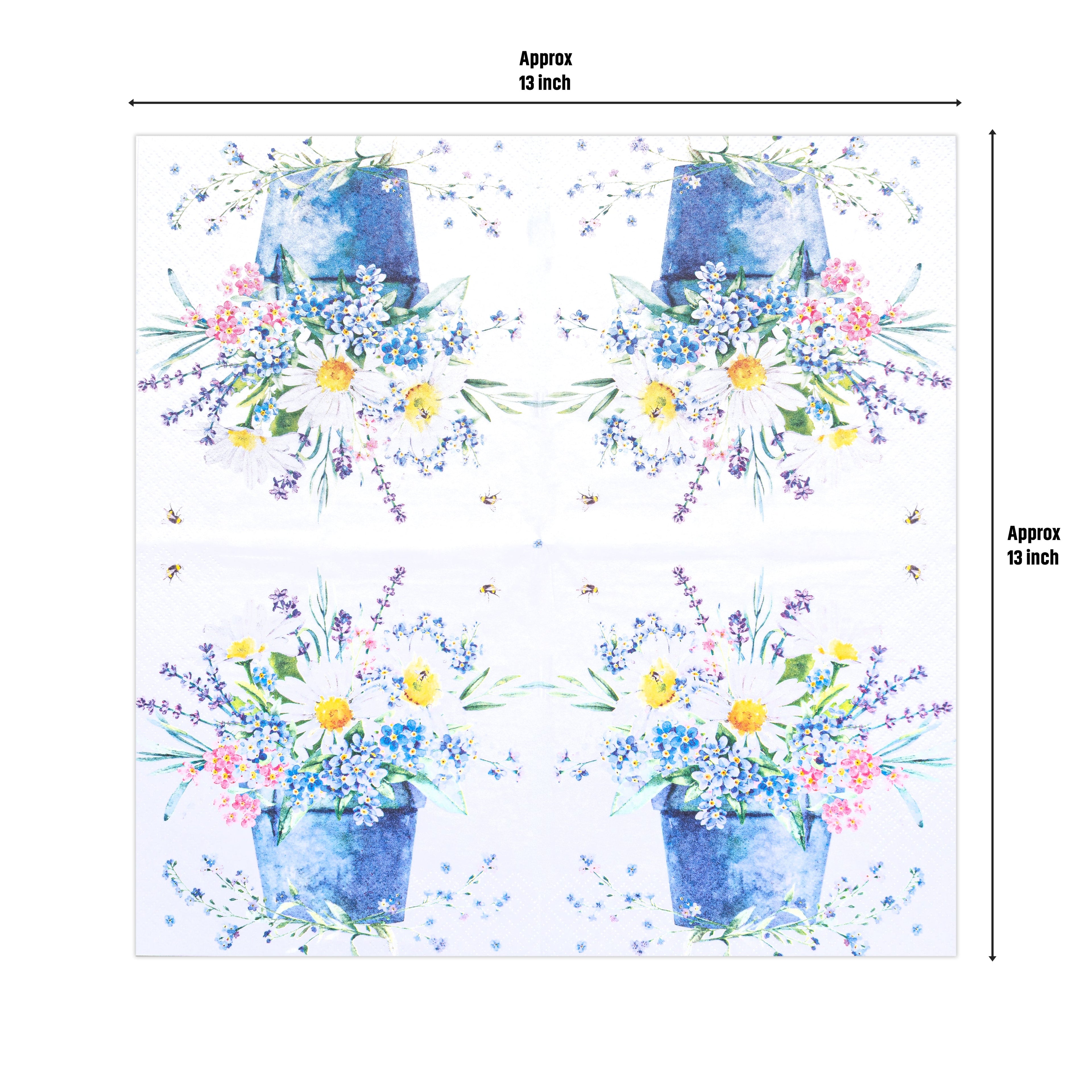 Decoupage Napkin Daisy Basket 13 X 13inch 3PLY 1pc