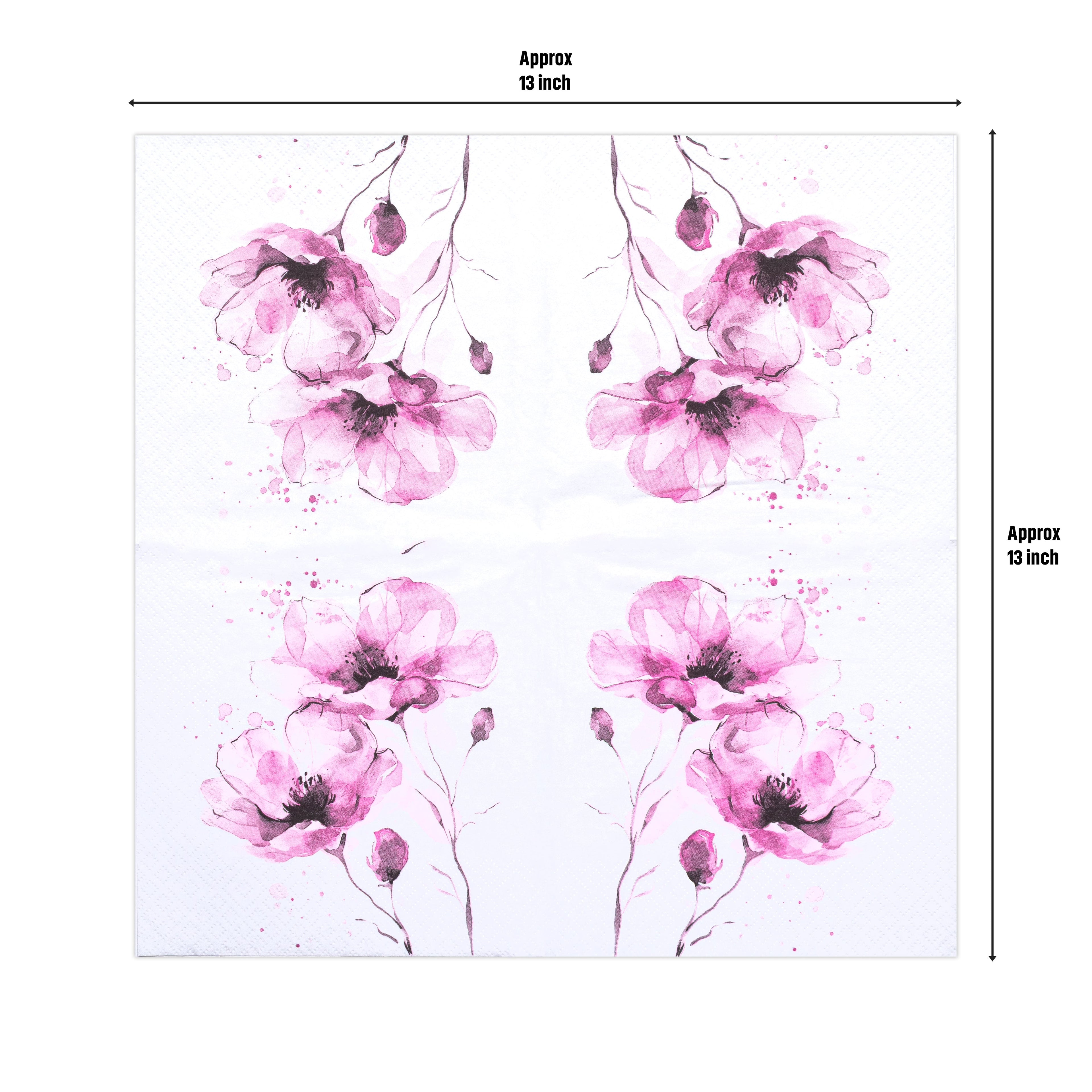 Decoupage Napkin Ruby Blossom 13 X 13inch 3PLY 1pc